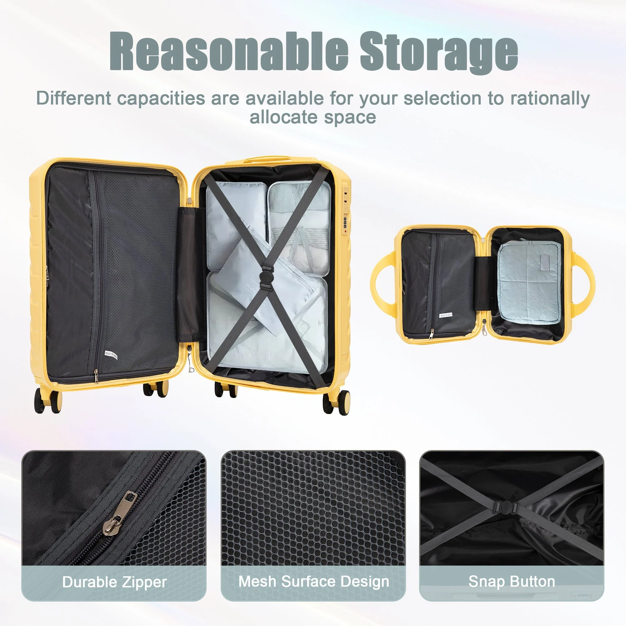 14'/20' 2-Piece ABS Spinner Wheel Luggage Set with Combination Lock - Image 12
