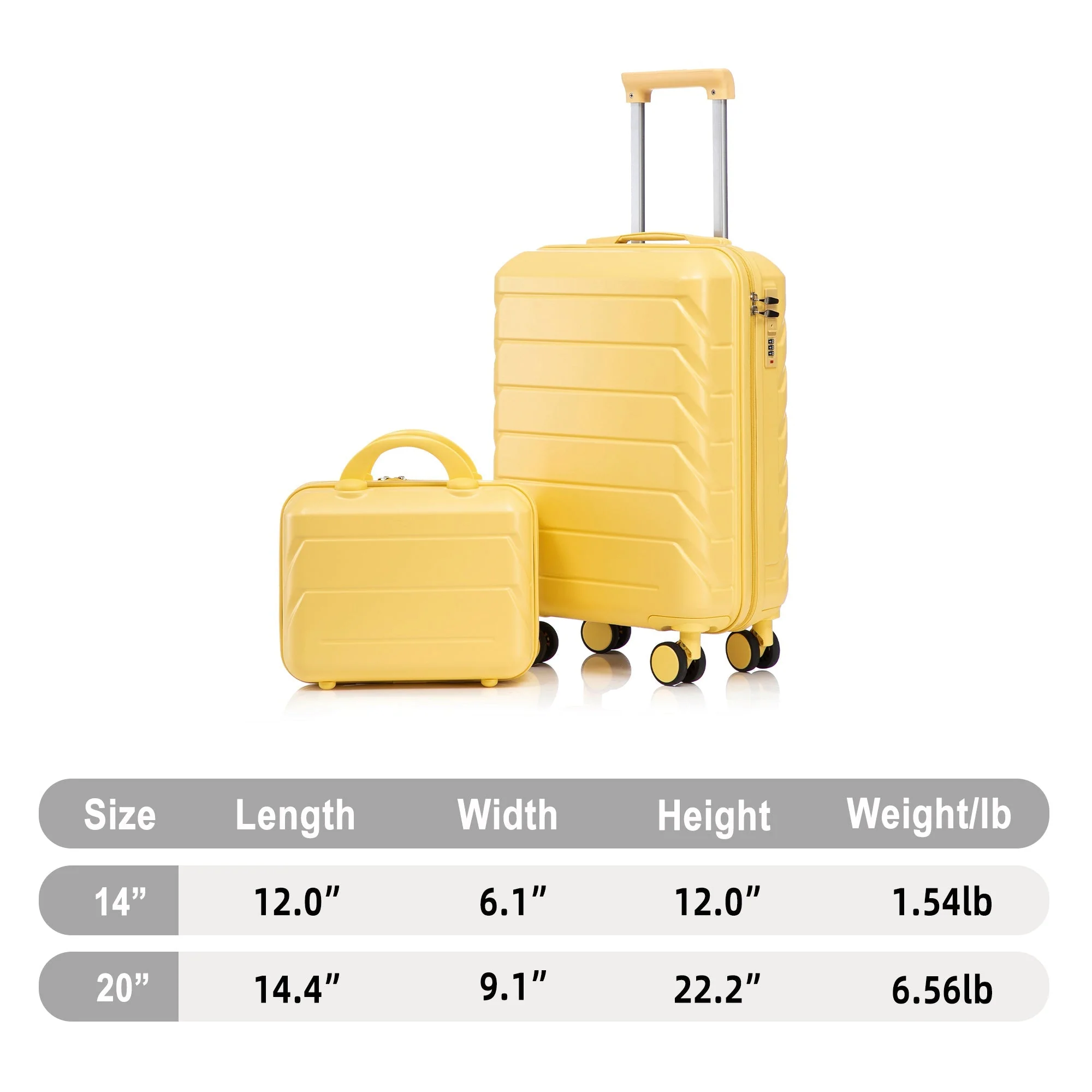 14'/20' 2-Piece ABS Spinner Wheel Luggage Set with Combination Lock - Image 3