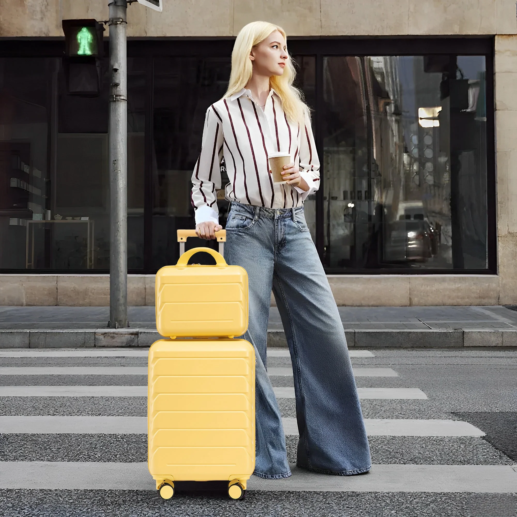 14'/20' 2-Piece ABS Spinner Wheel Luggage Set with Combination Lock - Image 4