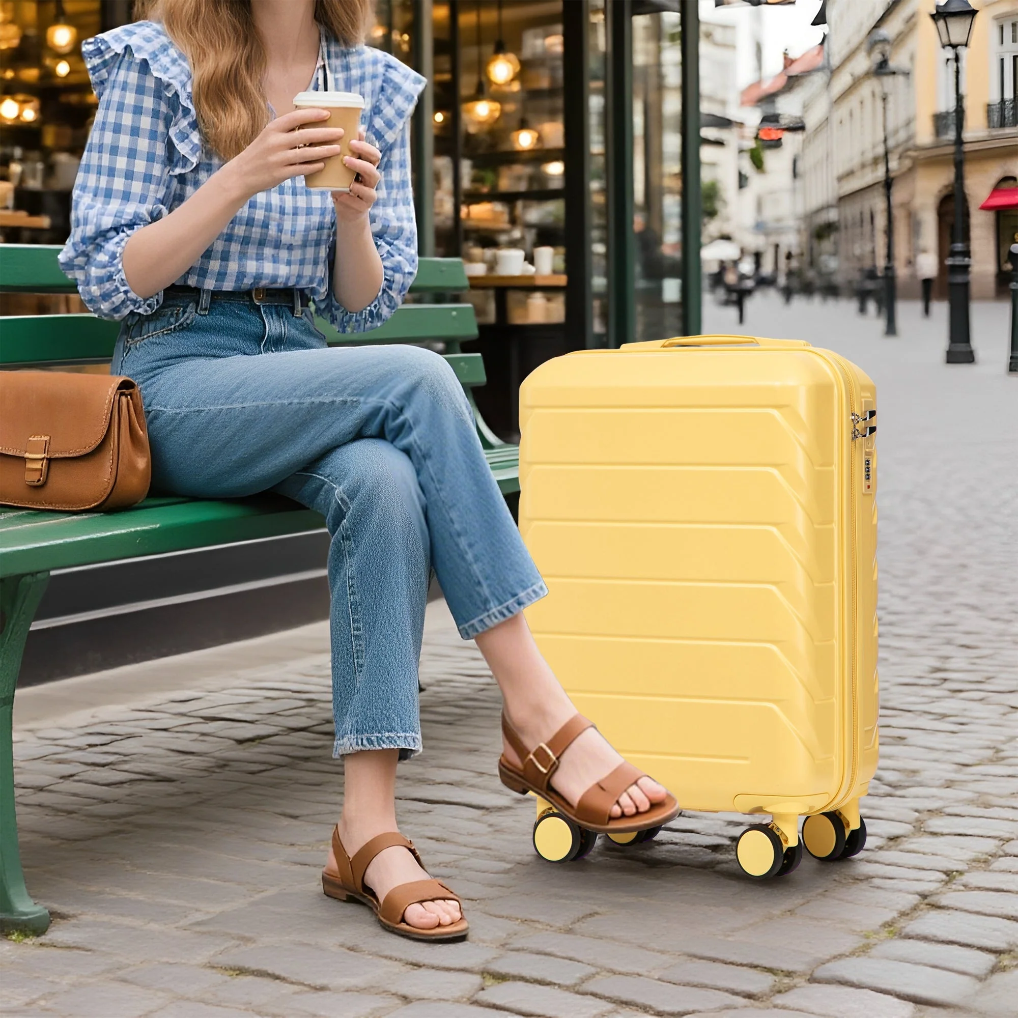 14'/20' 2-Piece ABS Spinner Wheel Luggage Set with Combination Lock - Image 6