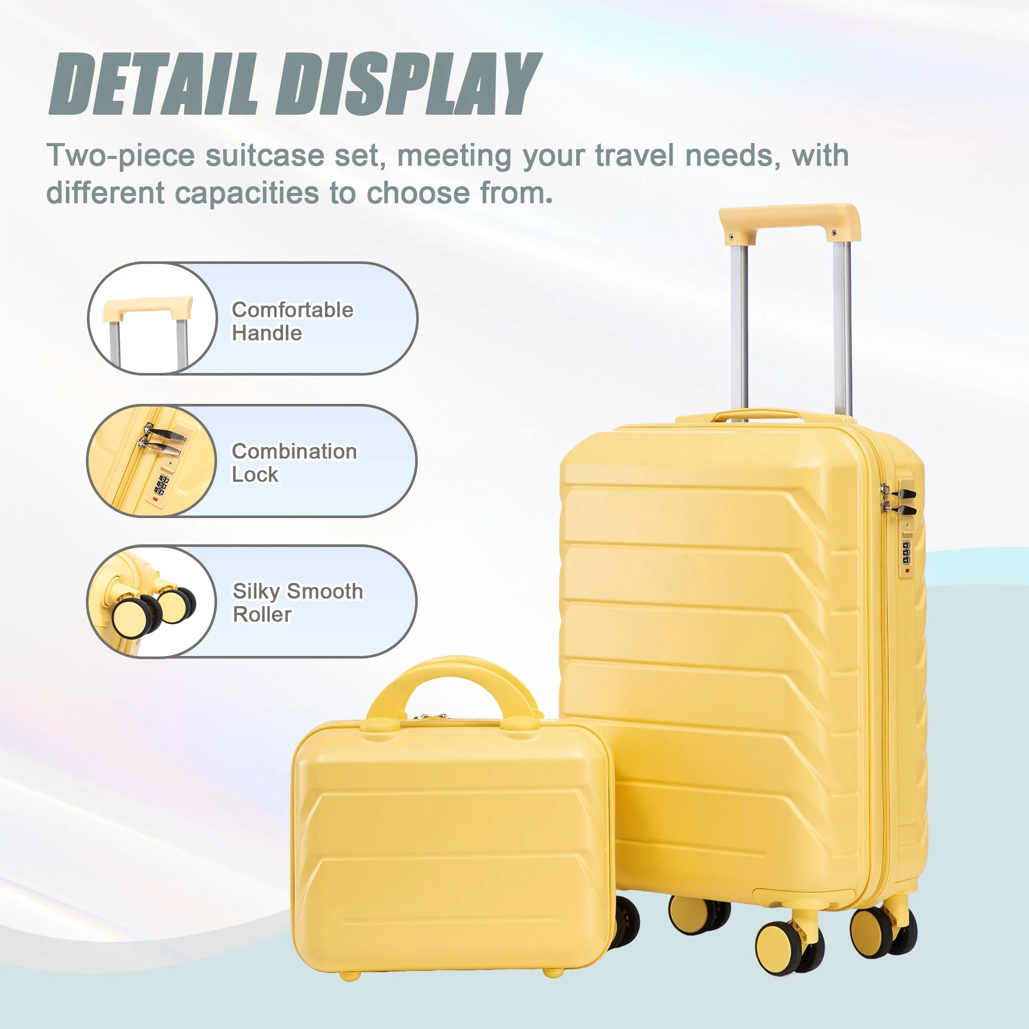 14'/20' 2-Piece ABS Spinner Wheel Luggage Set with Combination Lock - Image 8