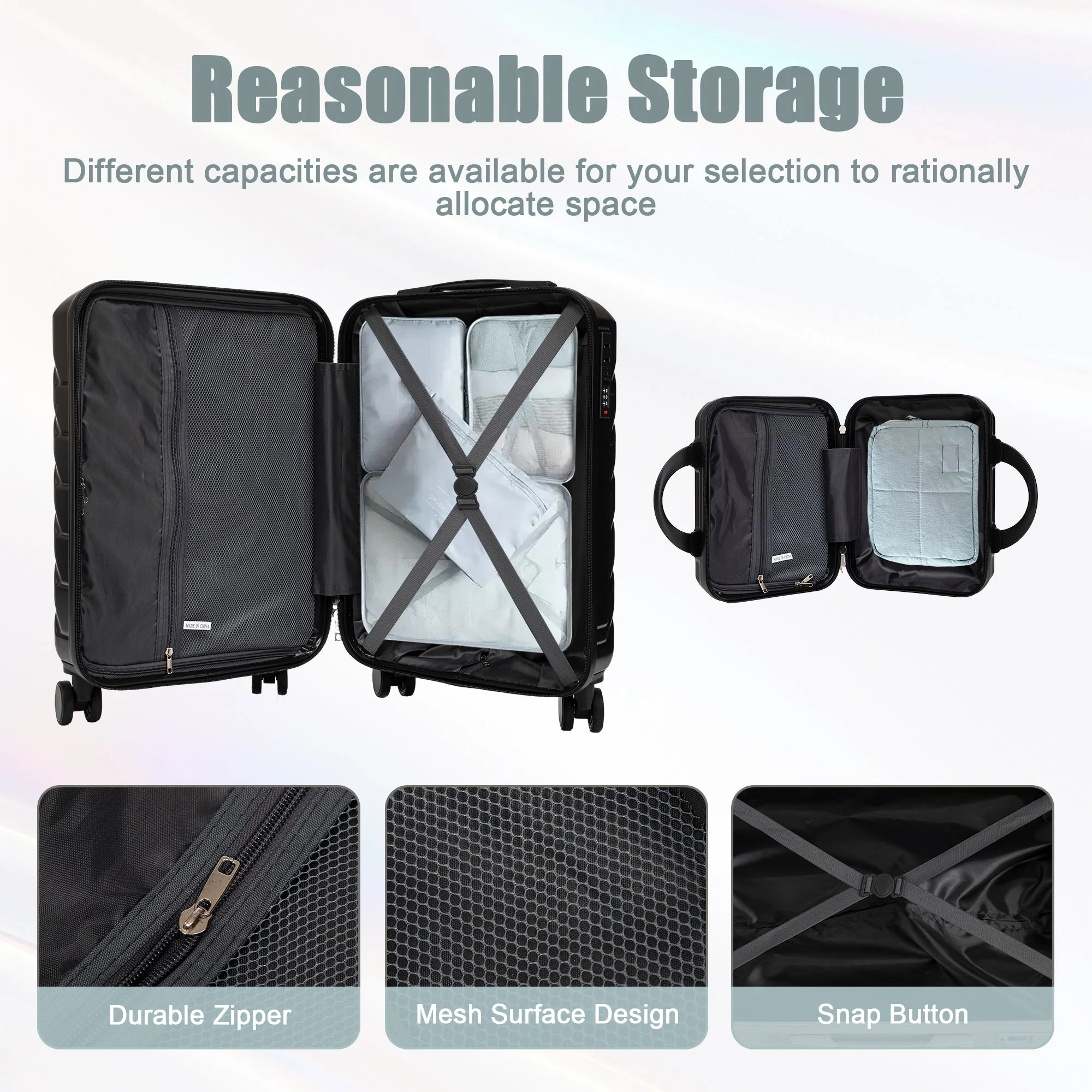 14'/20' 2-Piece ABS Spinner Wheel Luggage Set with Combination Lock - Image 12