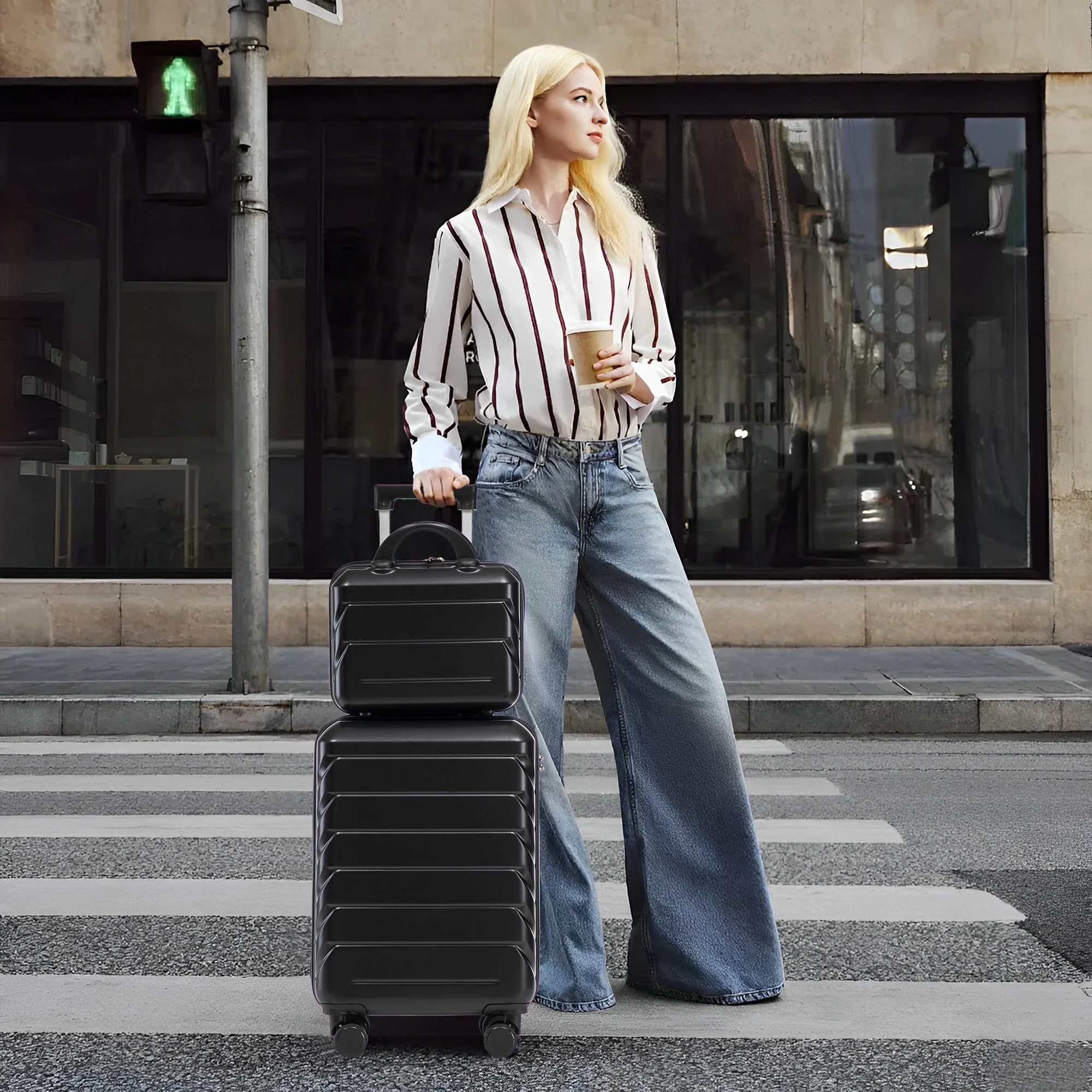 14'/20' 2-Piece ABS Spinner Wheel Luggage Set with Combination Lock - Image 4