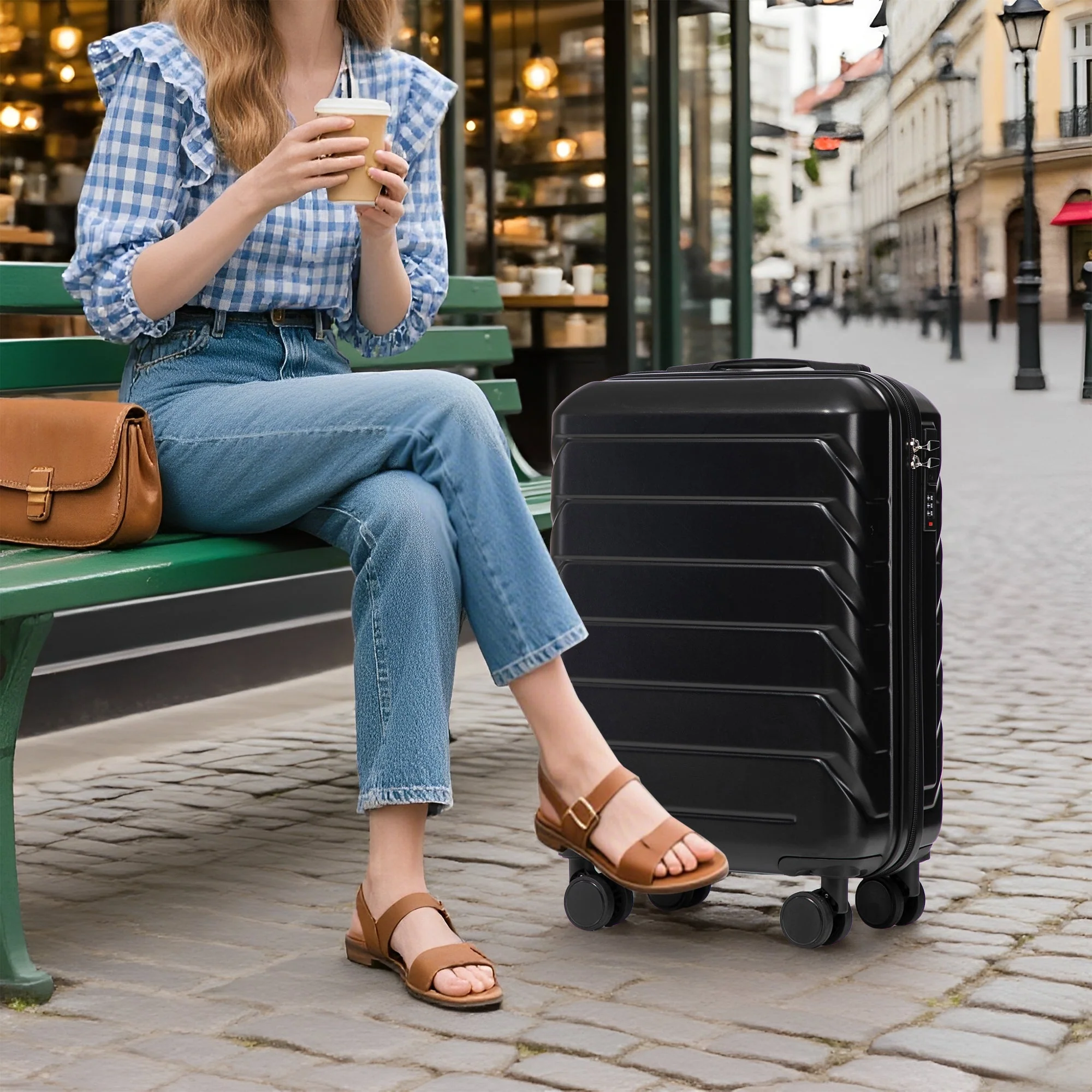 14'/20' 2-Piece ABS Spinner Wheel Luggage Set with Combination Lock - Image 6