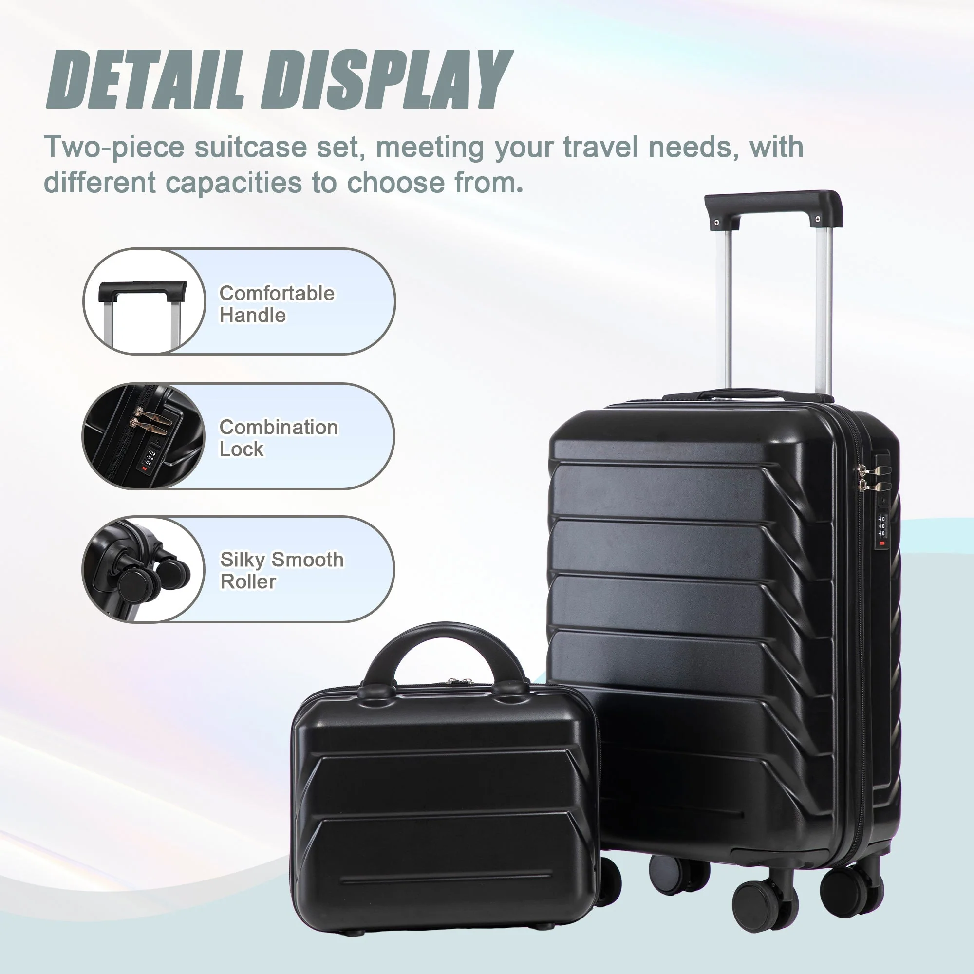 14'/20' 2-Piece ABS Spinner Wheel Luggage Set with Combination Lock - Image 8