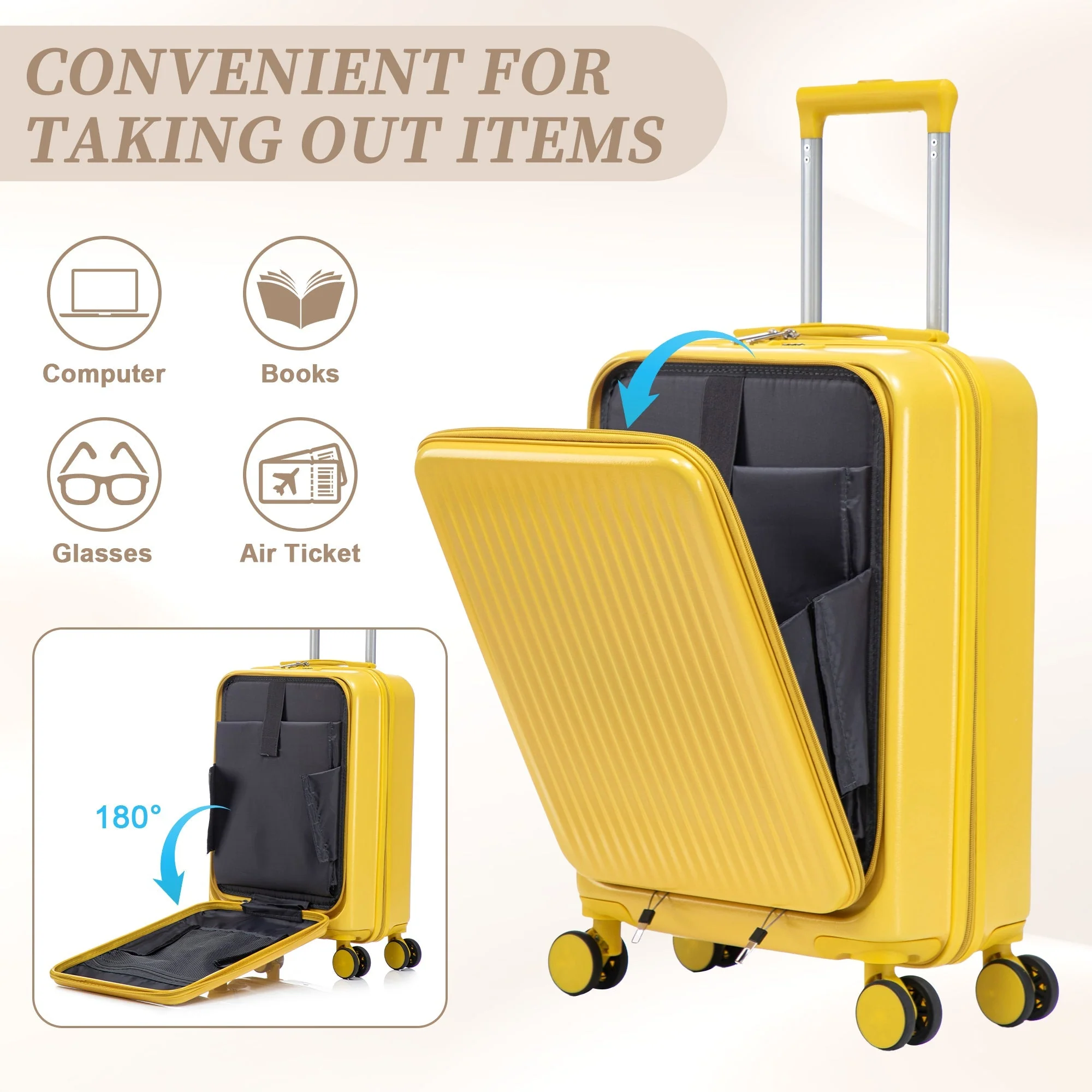 14'/20' 2-Piece ABS Spinner Wheel Luggage Set with Combination Lock - Image 3