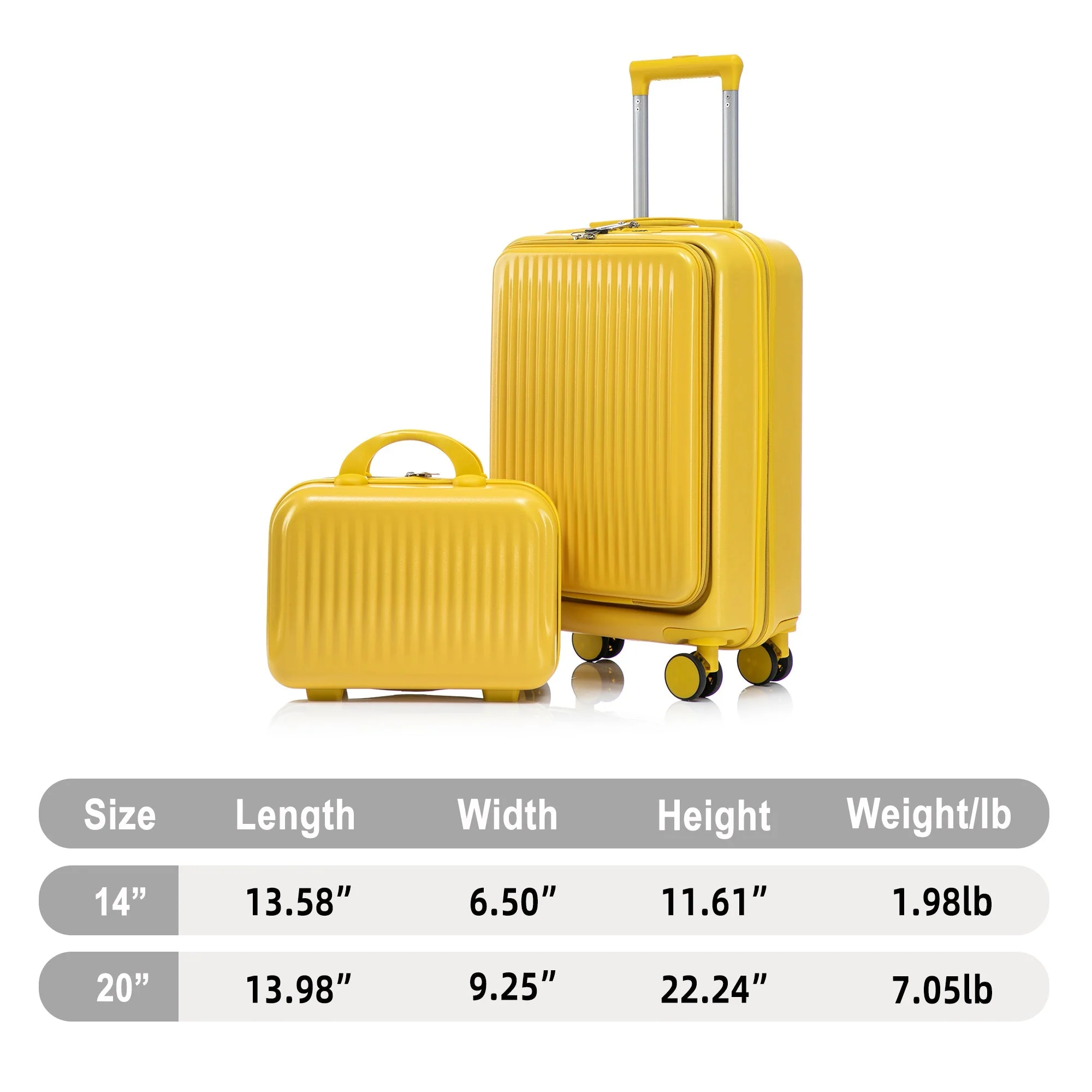 14'/20' 2-Piece ABS Spinner Wheel Luggage Set with Combination Lock - Image 4