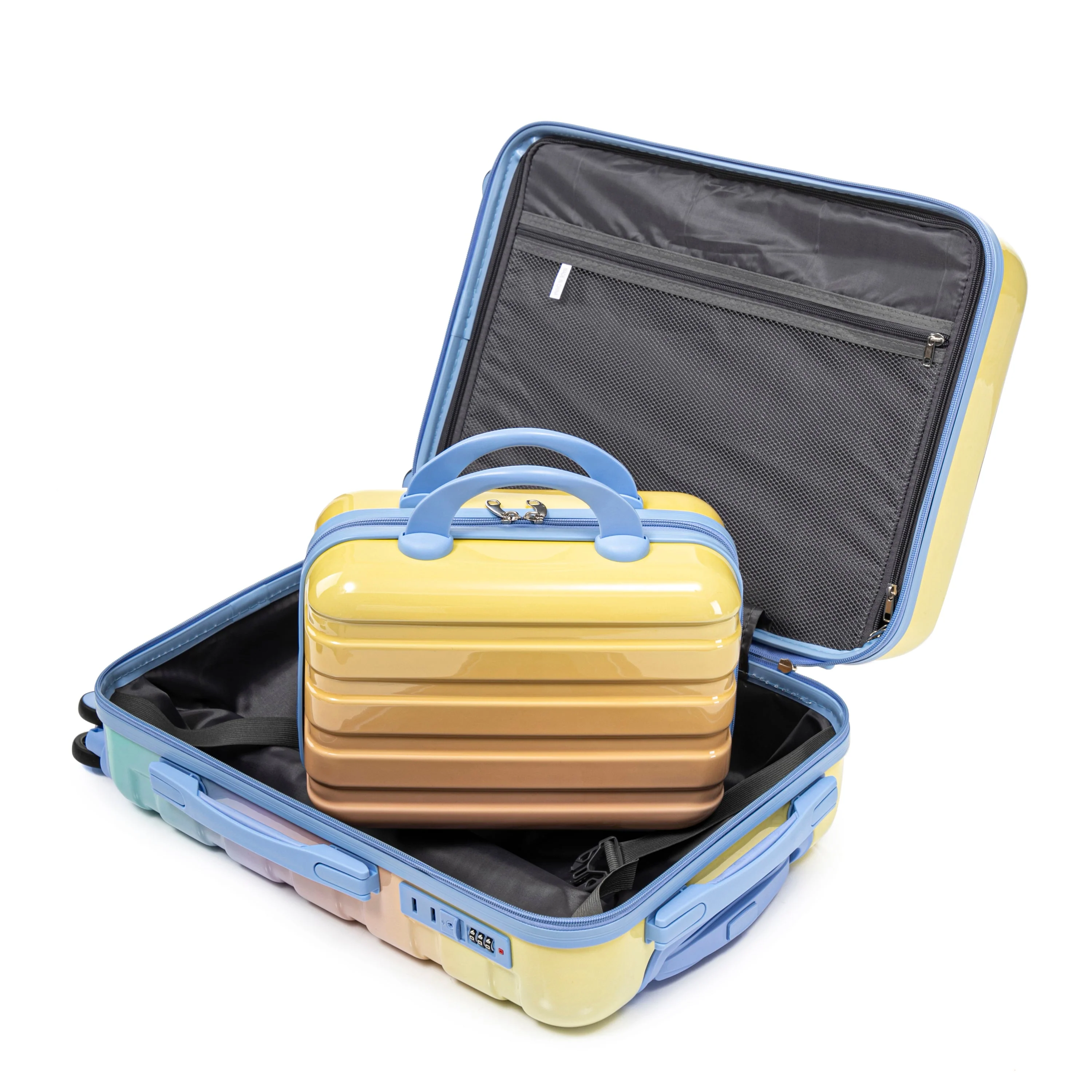 14'/20' 2-Piece PC Spinner Wheel Luggage Set in Gradient Blue and Yellow - Image 21