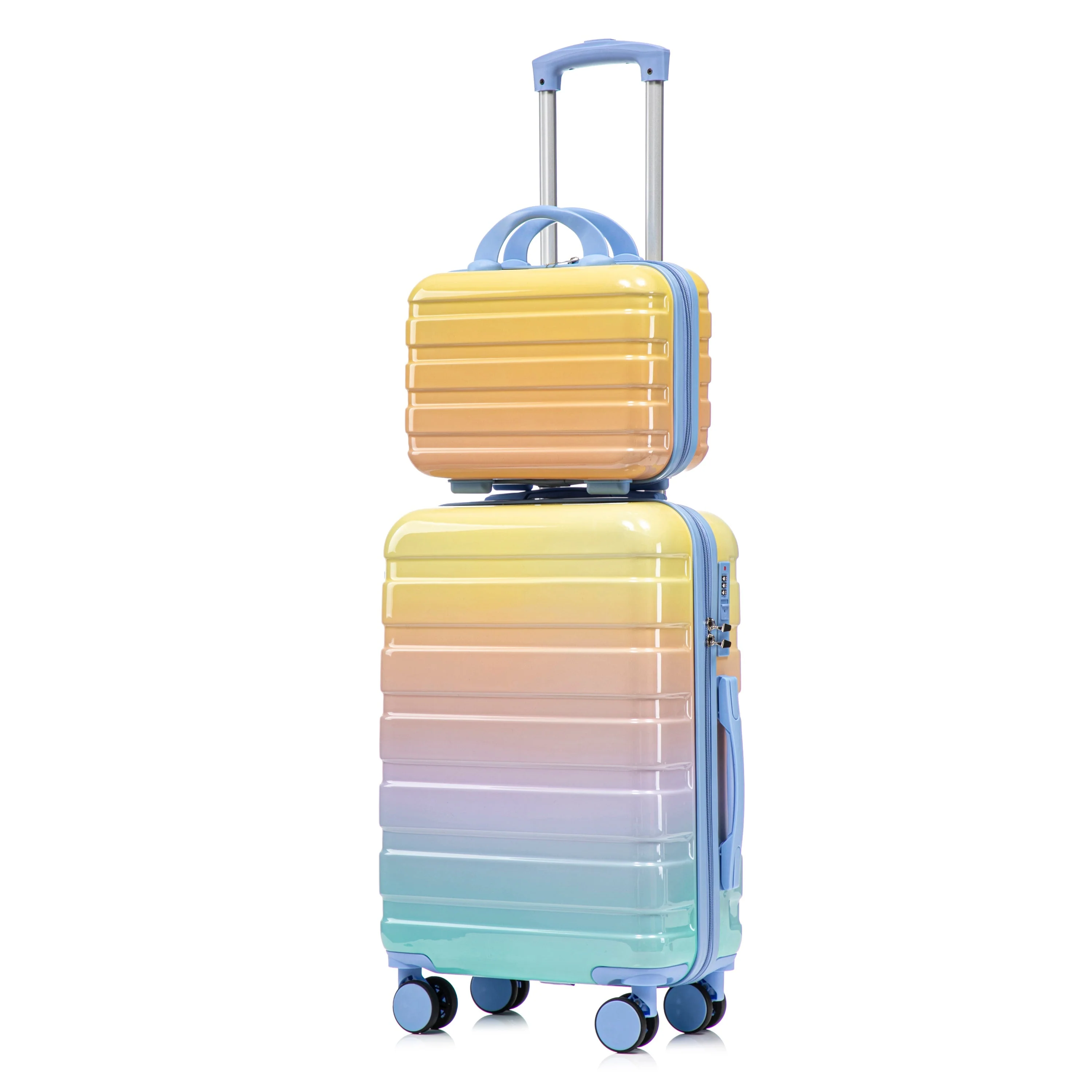 14'/20' 2-Piece PC Spinner Wheel Luggage Set in Gradient Blue and Yellow - Image 35
