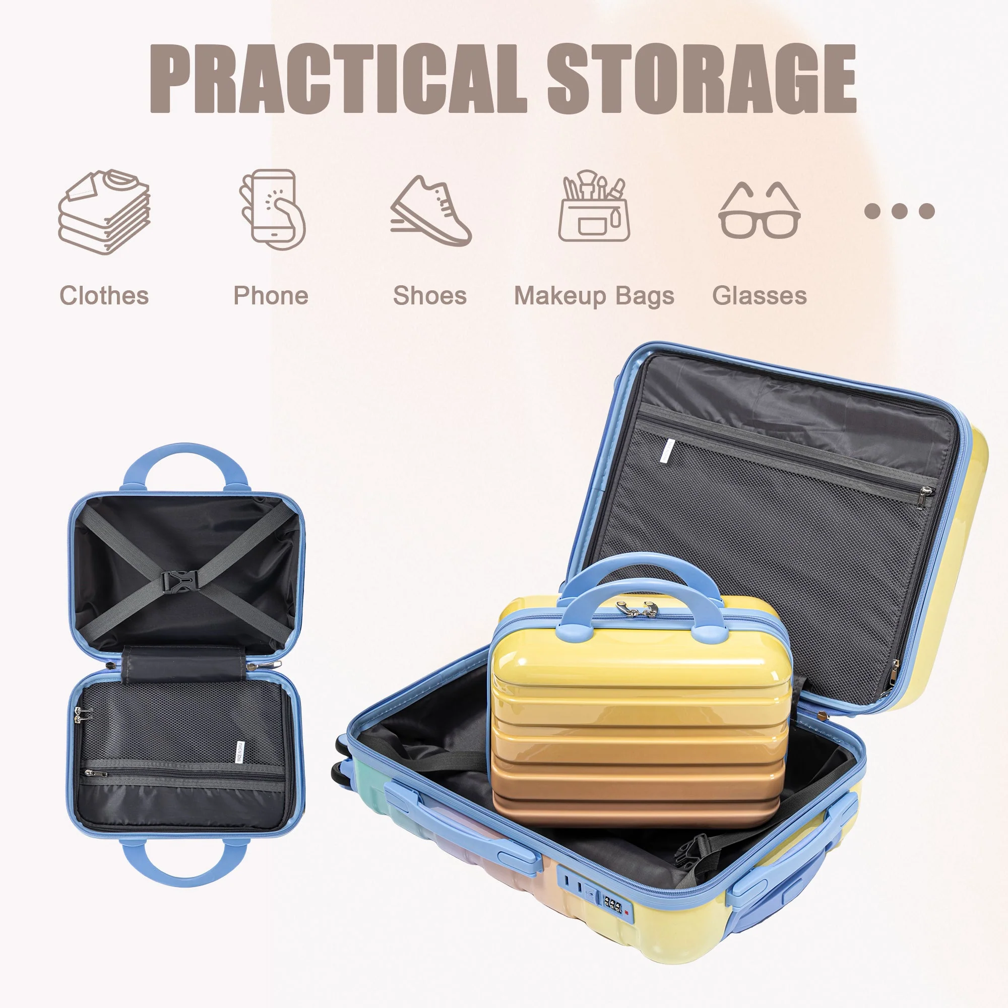 14'/20' 2-Piece PC Spinner Wheel Luggage Set in Gradient Blue and Yellow - Image 37