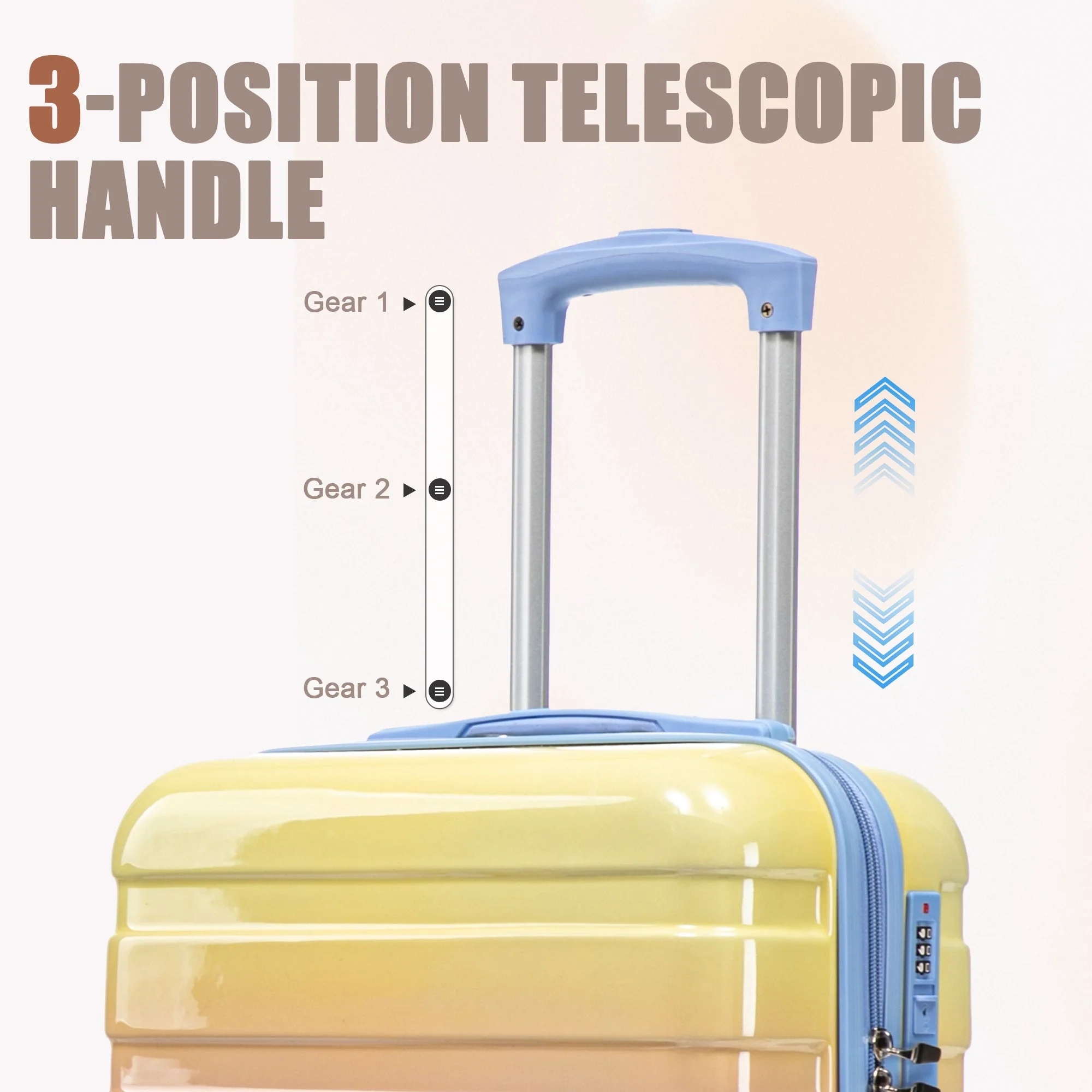 14'/20' 2-Piece PC Spinner Wheel Luggage Set in Gradient Blue and Yellow - Image 4