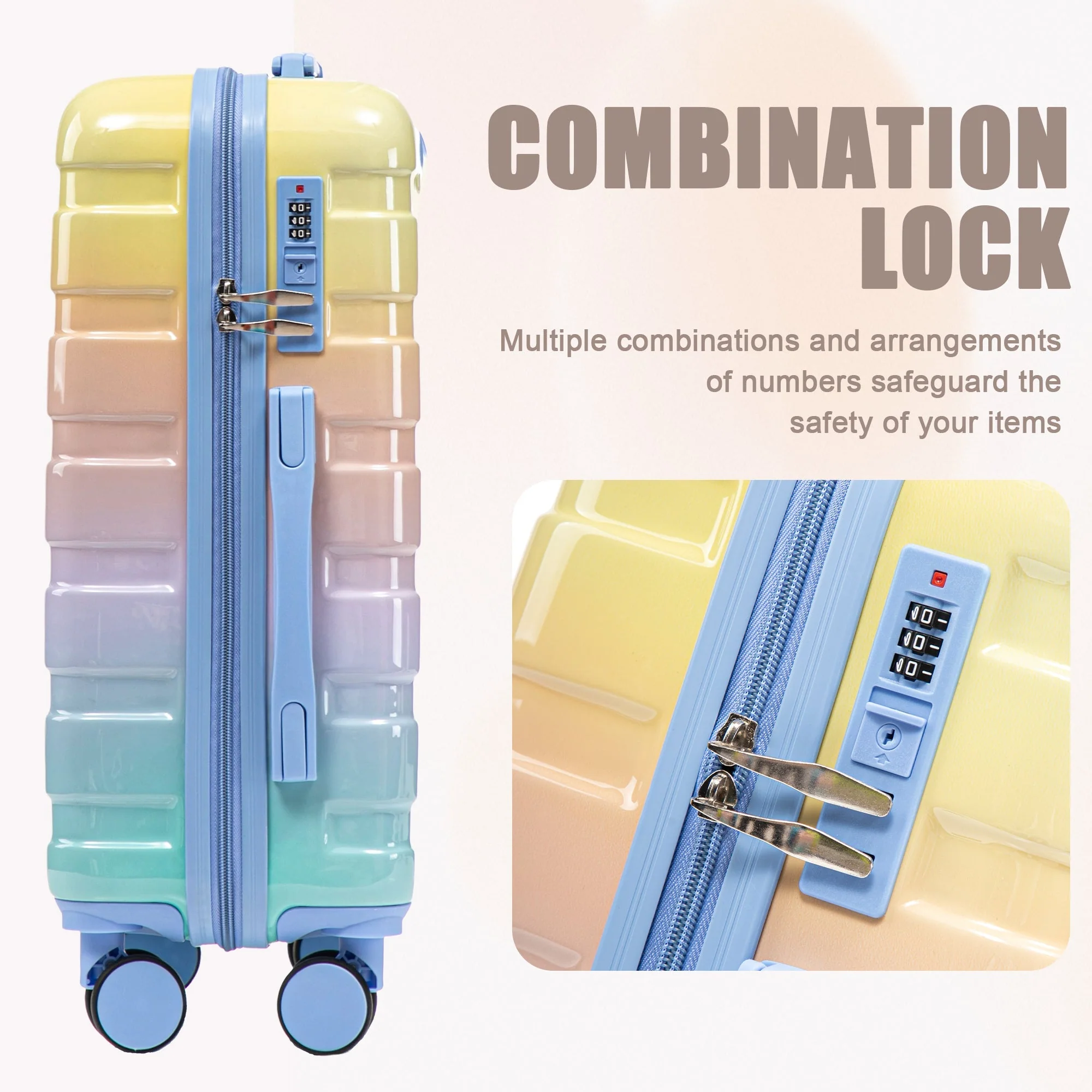 14'/20' 2-Piece PC Spinner Wheel Luggage Set in Gradient Blue and Yellow - Image 5