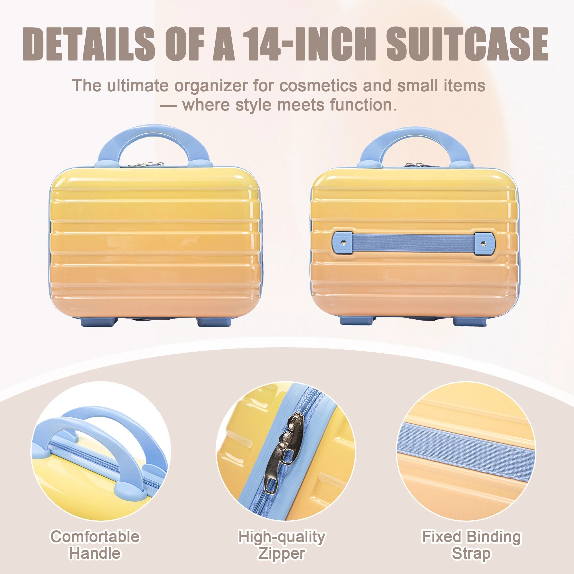 14'/20' 2-Piece PC Spinner Wheel Luggage Set in Gradient Blue and Yellow - Image 6