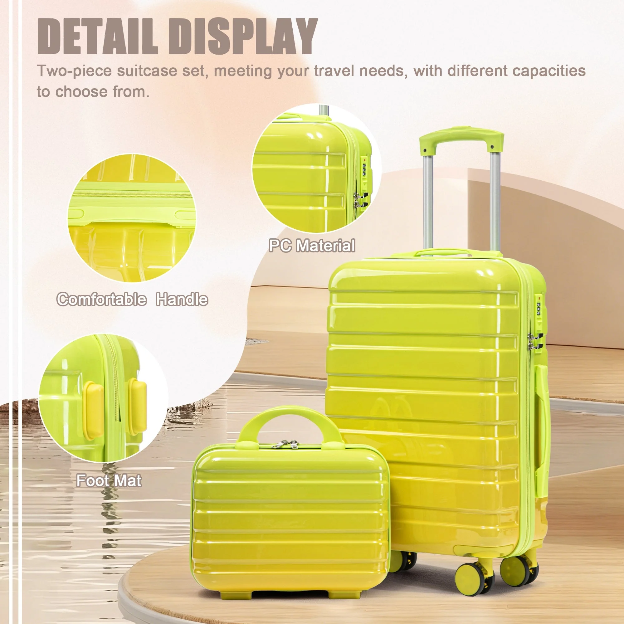 14'/20' 2-Piece PC Spinner Wheel Luggage Set with Gradient Color and Lock - Image 4