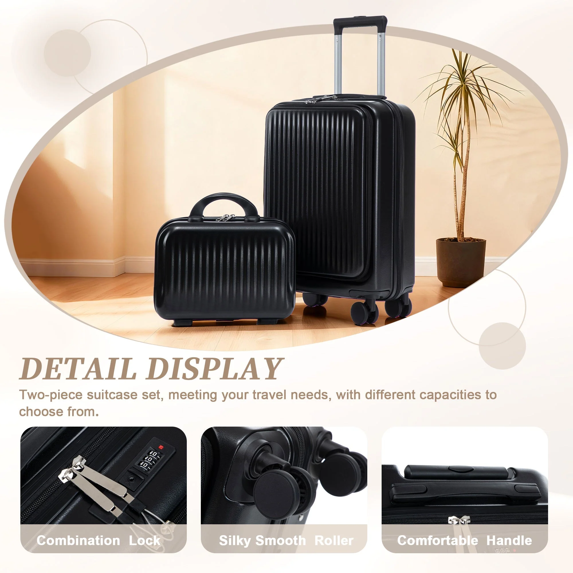 14' & 20' ABS Spinner Wheel Luggage Set with Cosmetic Case - Image 11