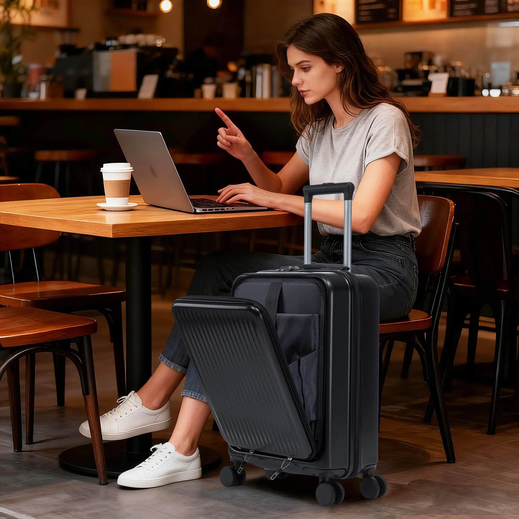 14' & 20' ABS Spinner Wheel Luggage Set with Cosmetic Case - Image 13