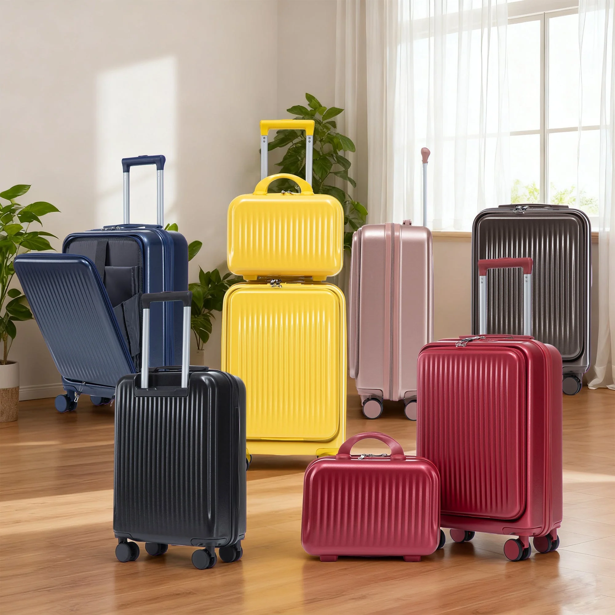 14' & 20' ABS Spinner Wheel Luggage Set with Cosmetic Case - Image 4
