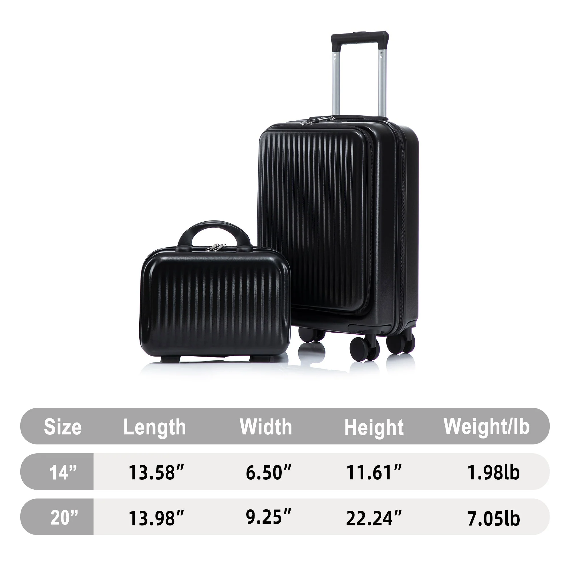 14' & 20' ABS Spinner Wheel Luggage Set with Cosmetic Case - Image 5
