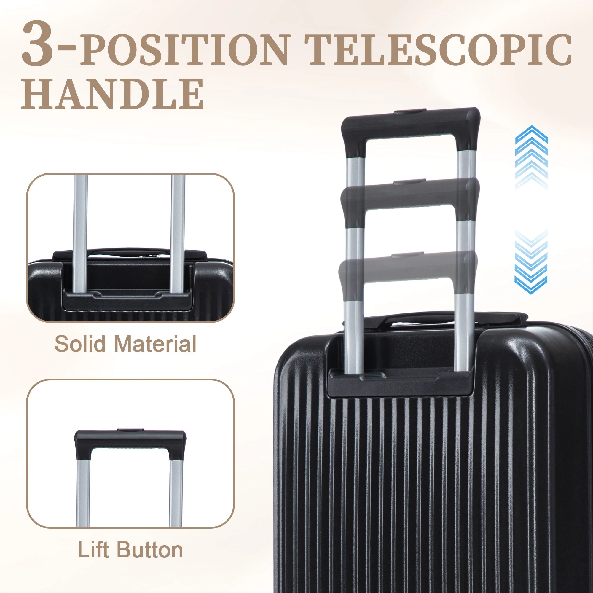 14' & 20' ABS Spinner Wheel Luggage Set with Cosmetic Case - Image 6
