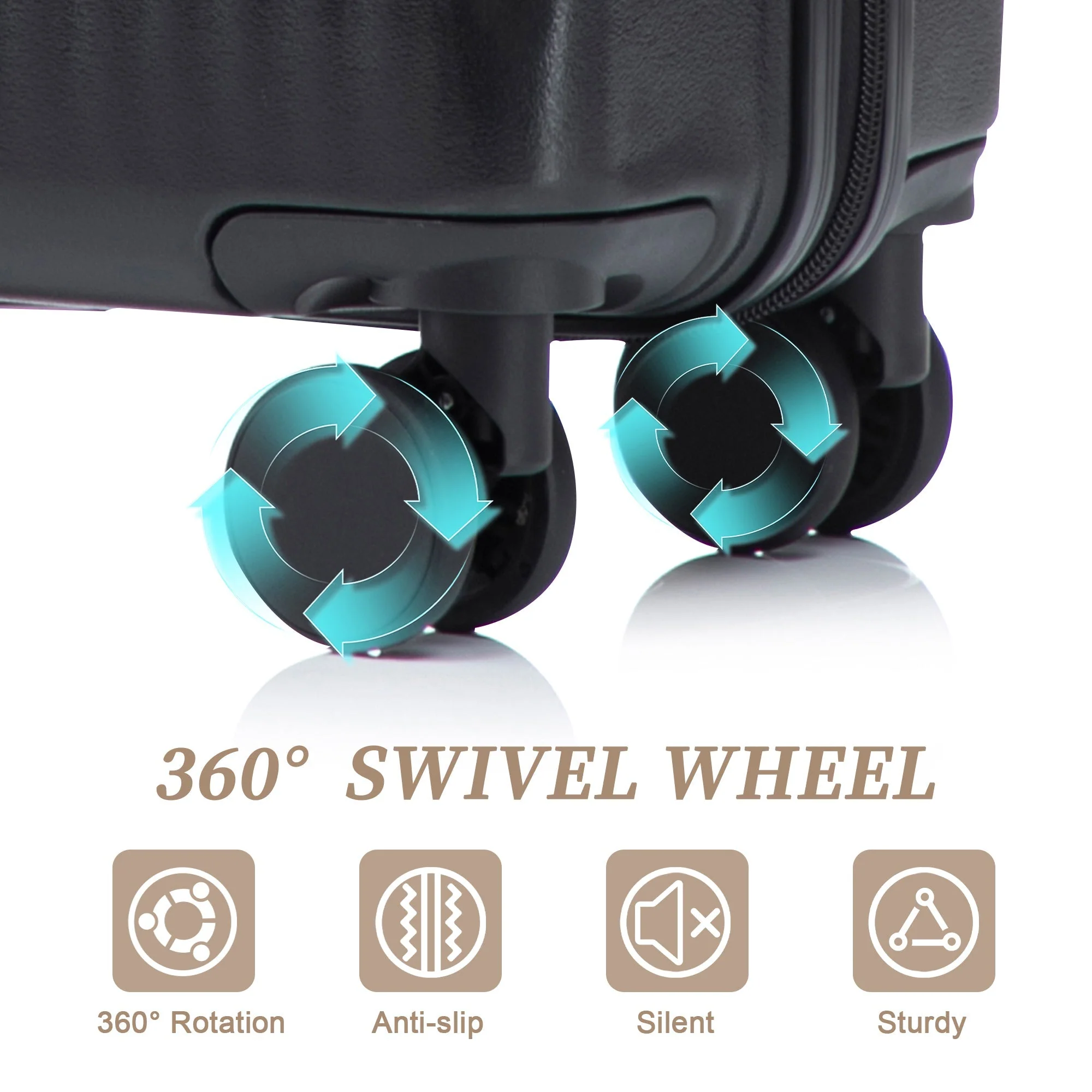 14' & 20' ABS Spinner Wheel Luggage Set with Cosmetic Case - Image 8