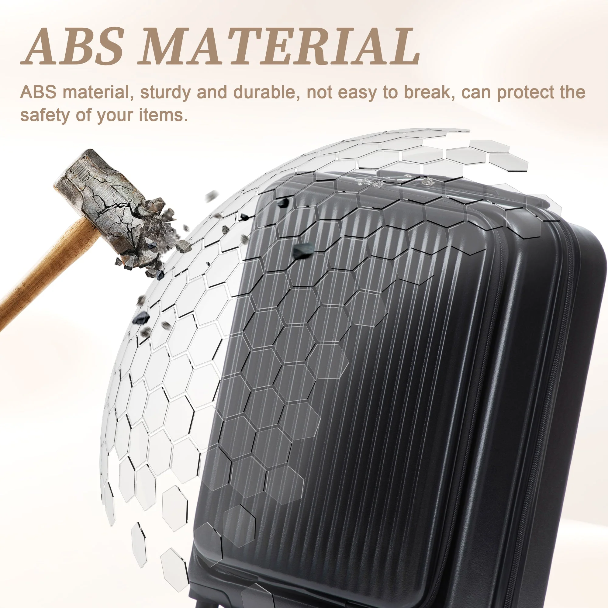 14' & 20' ABS Spinner Wheel Luggage Set with Cosmetic Case - Image 9