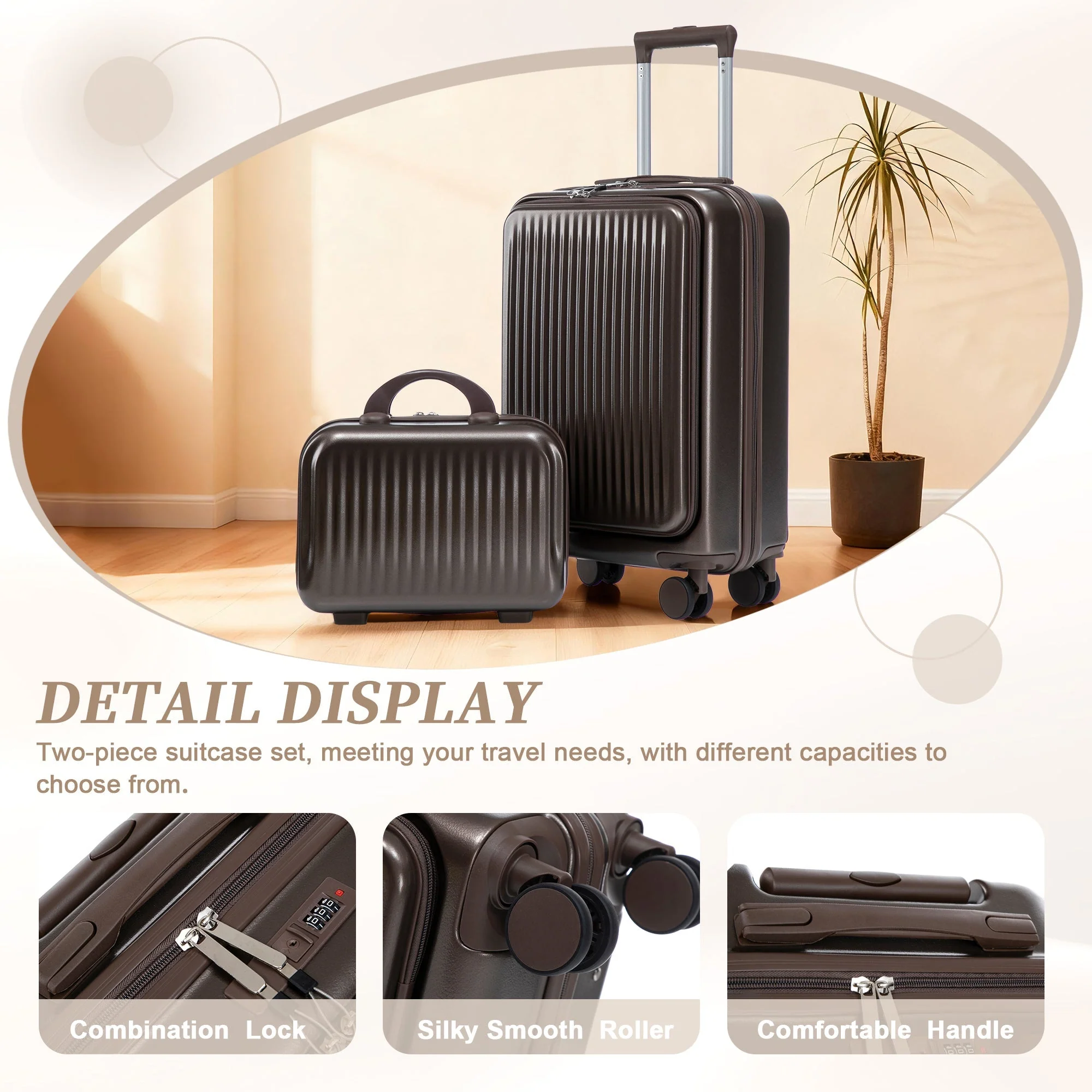 14' & 20' ABS Spinner Wheel Luggage Set with Cosmetic Case - Image 11