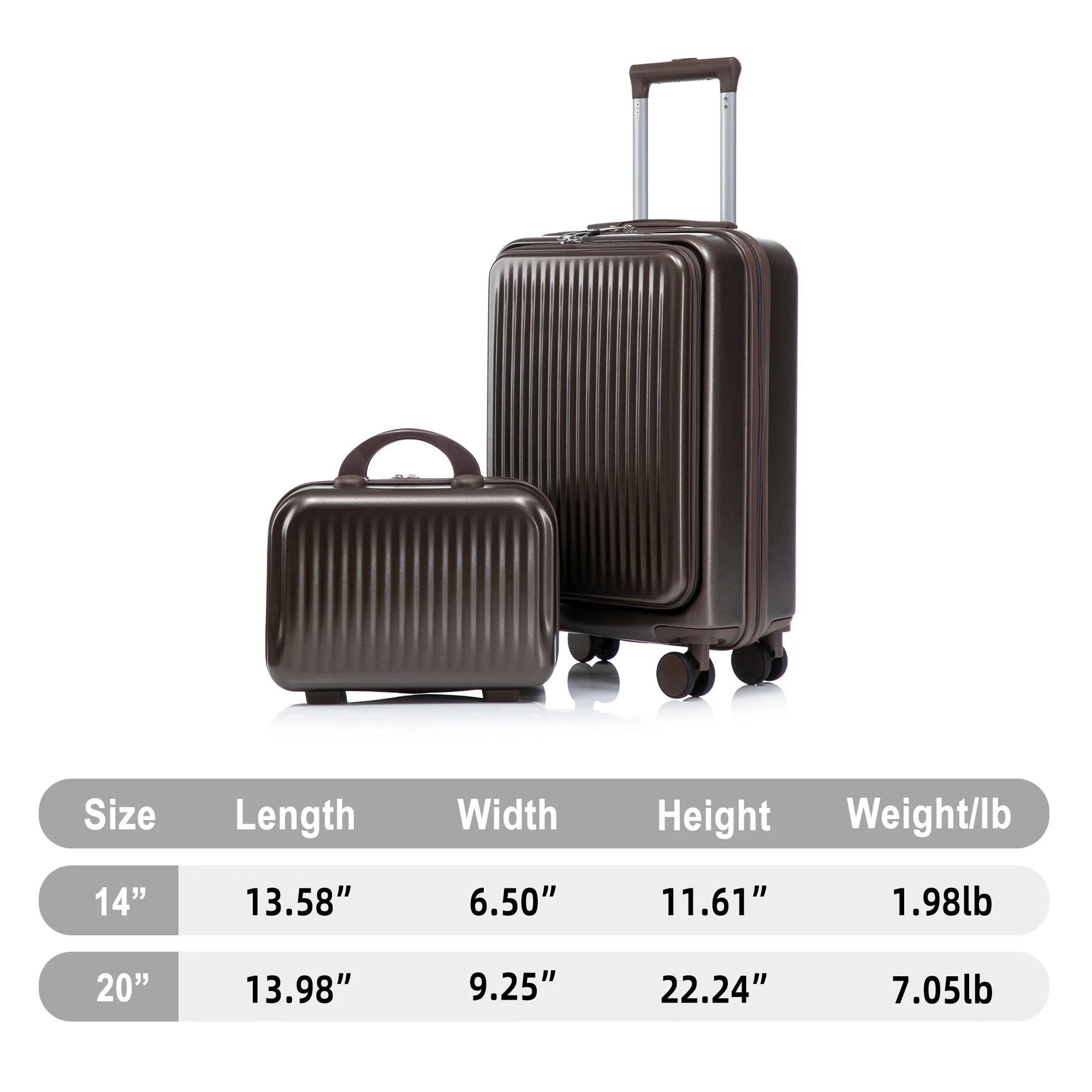 14' & 20' ABS Spinner Wheel Luggage Set with Cosmetic Case - Image 5