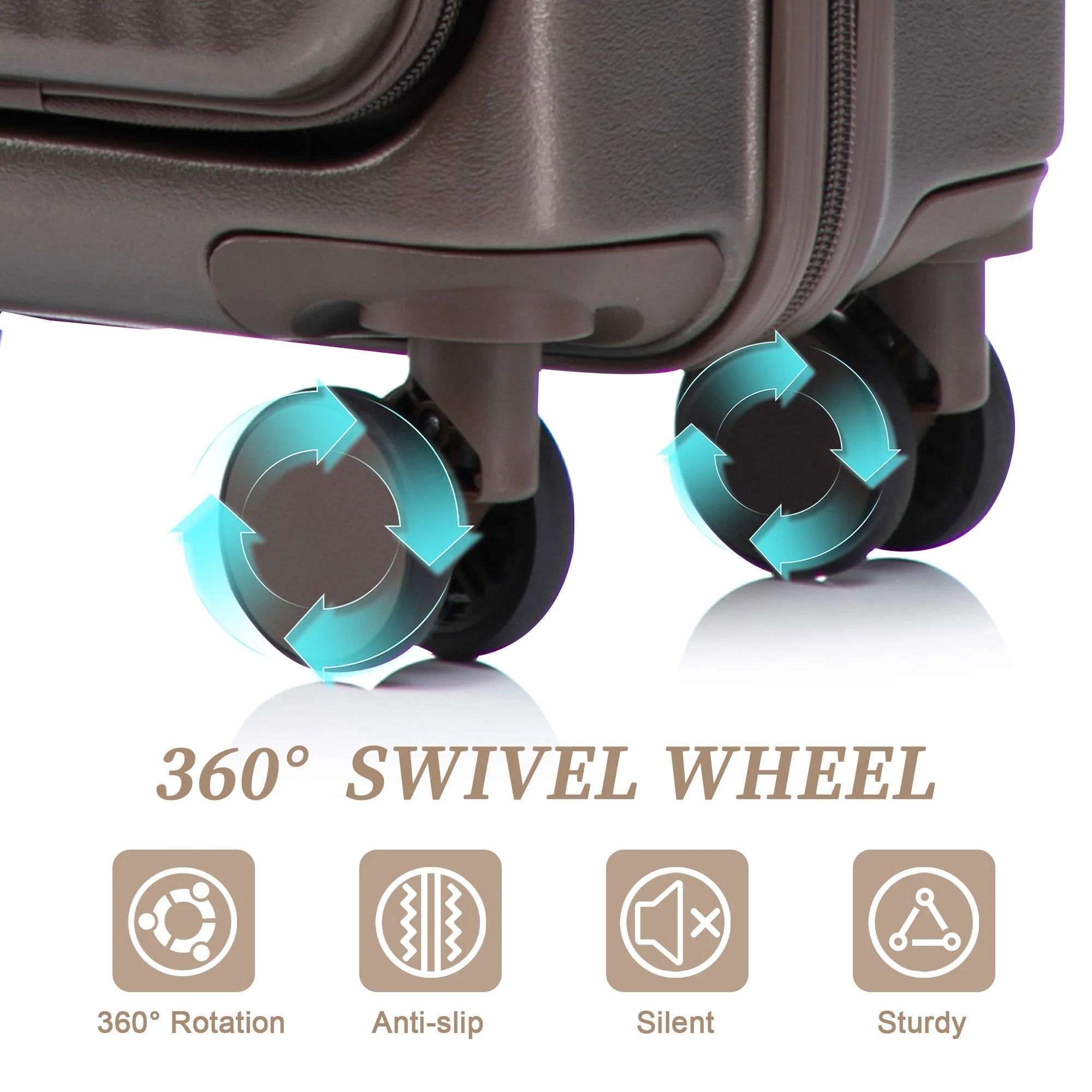 14' & 20' ABS Spinner Wheel Luggage Set with Cosmetic Case - Image 8