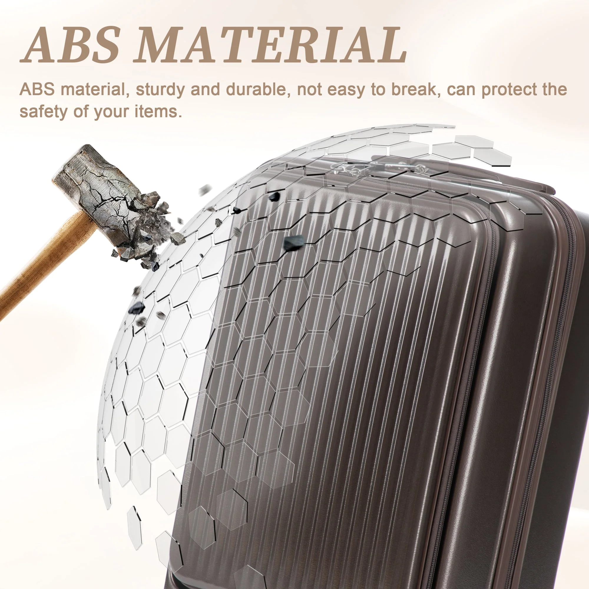 14' & 20' ABS Spinner Wheel Luggage Set with Cosmetic Case - Image 9