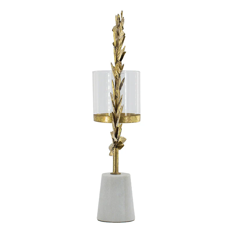 14.2x3.5x19.7" Iron Floral Hurricane With Marble Base - Image 4