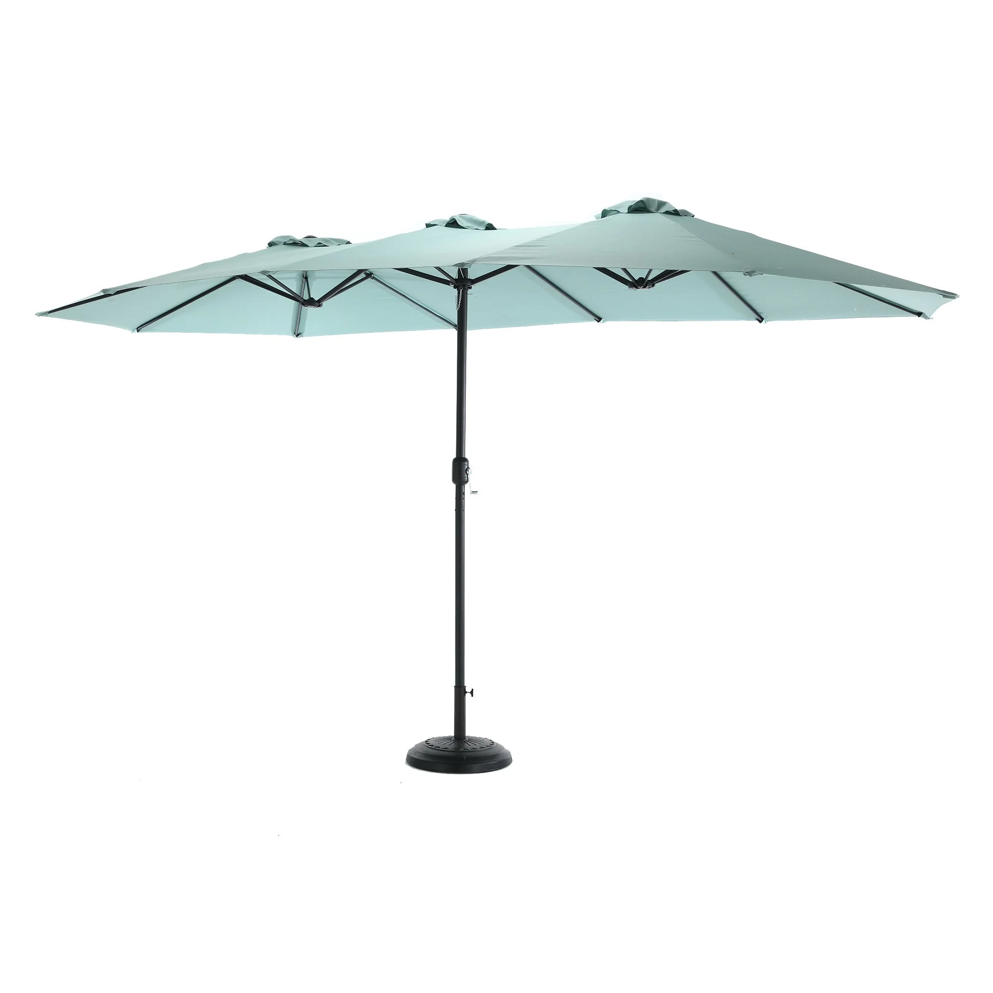14.8 Ft Double Sided Outdoor Umbrella Rectangular Large with Crank (Light Green) - Image 3