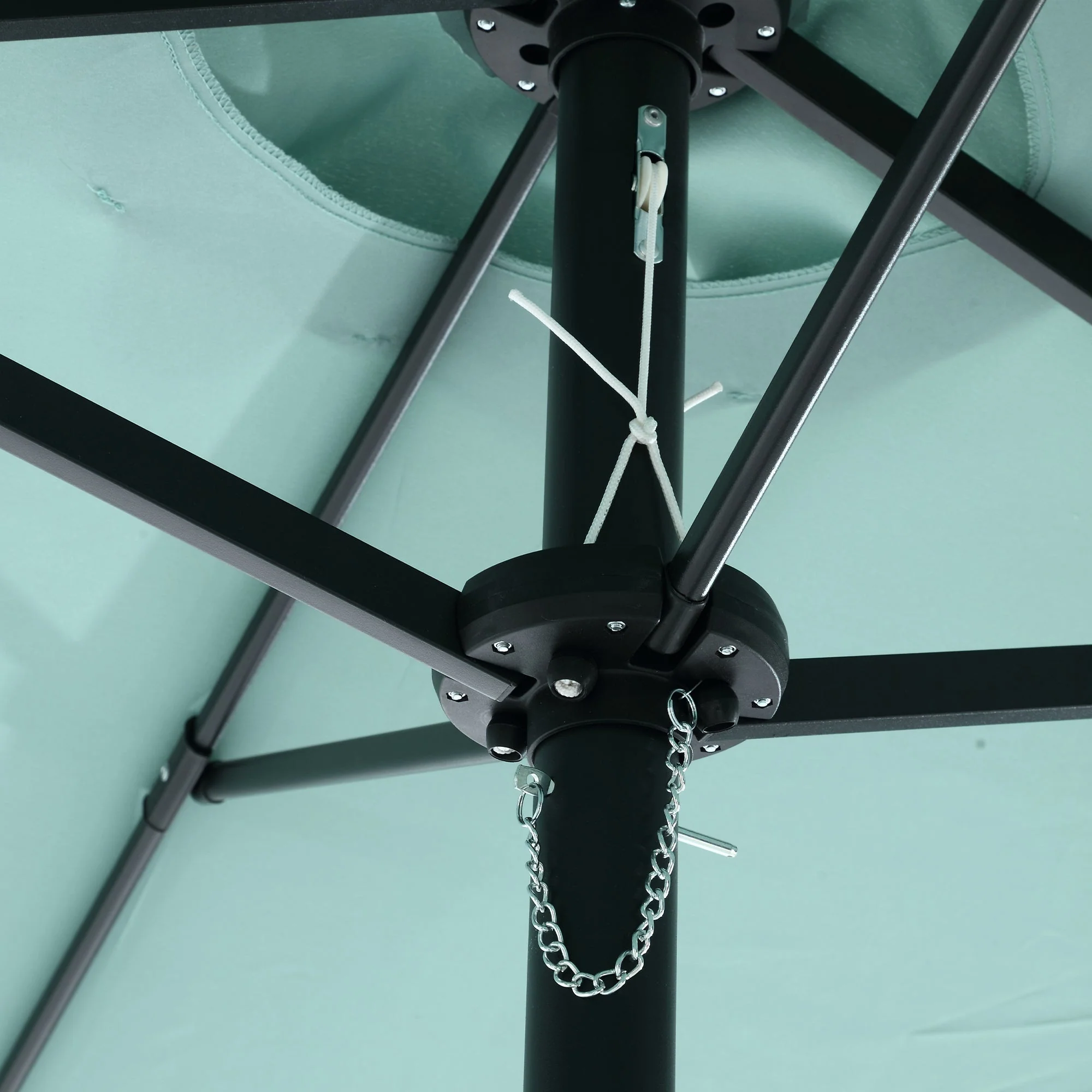 14.8 Ft Double Sided Outdoor Umbrella Rectangular Large with Crank (Light Green) - Image 8