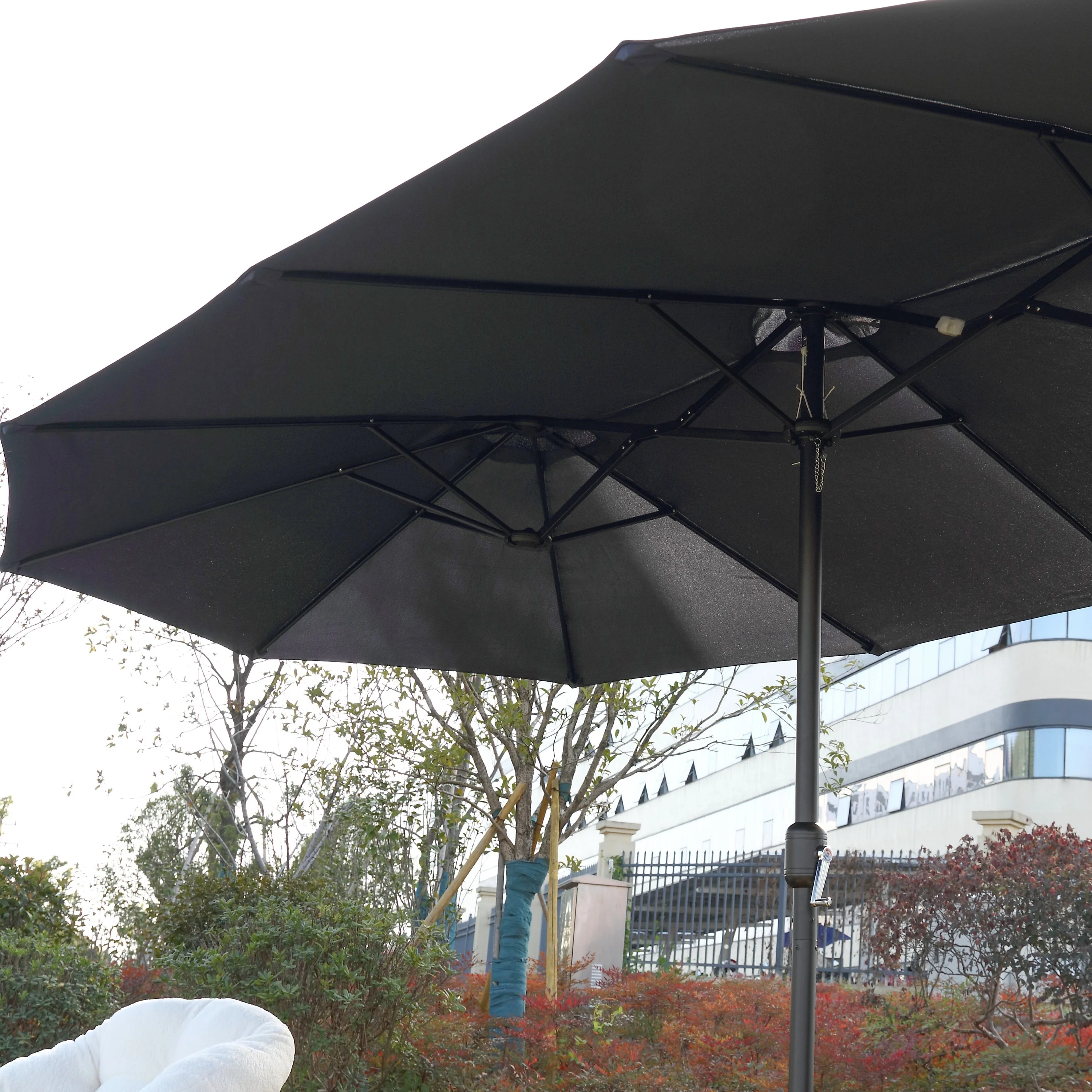 14.8 Ft Double Sided Outdoor Umbrella Rectangular Large with Crank (Navy Blue) (No Base) - Image 15