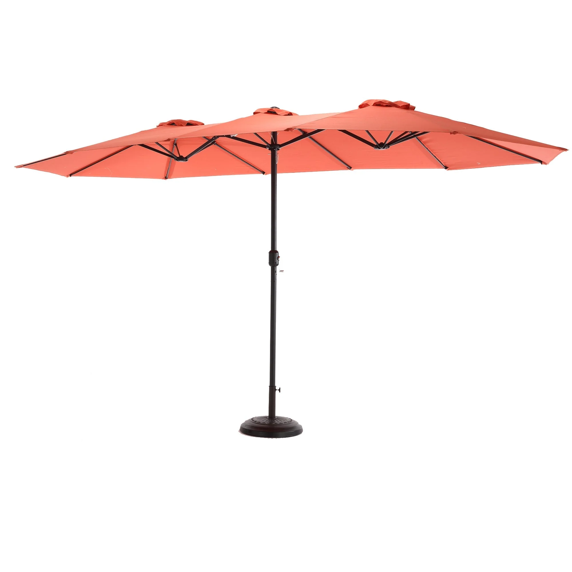 14.8 Ft Double-Sided Outdoor Umbrella Rectangular Large with Crank (Orange) - Image 3