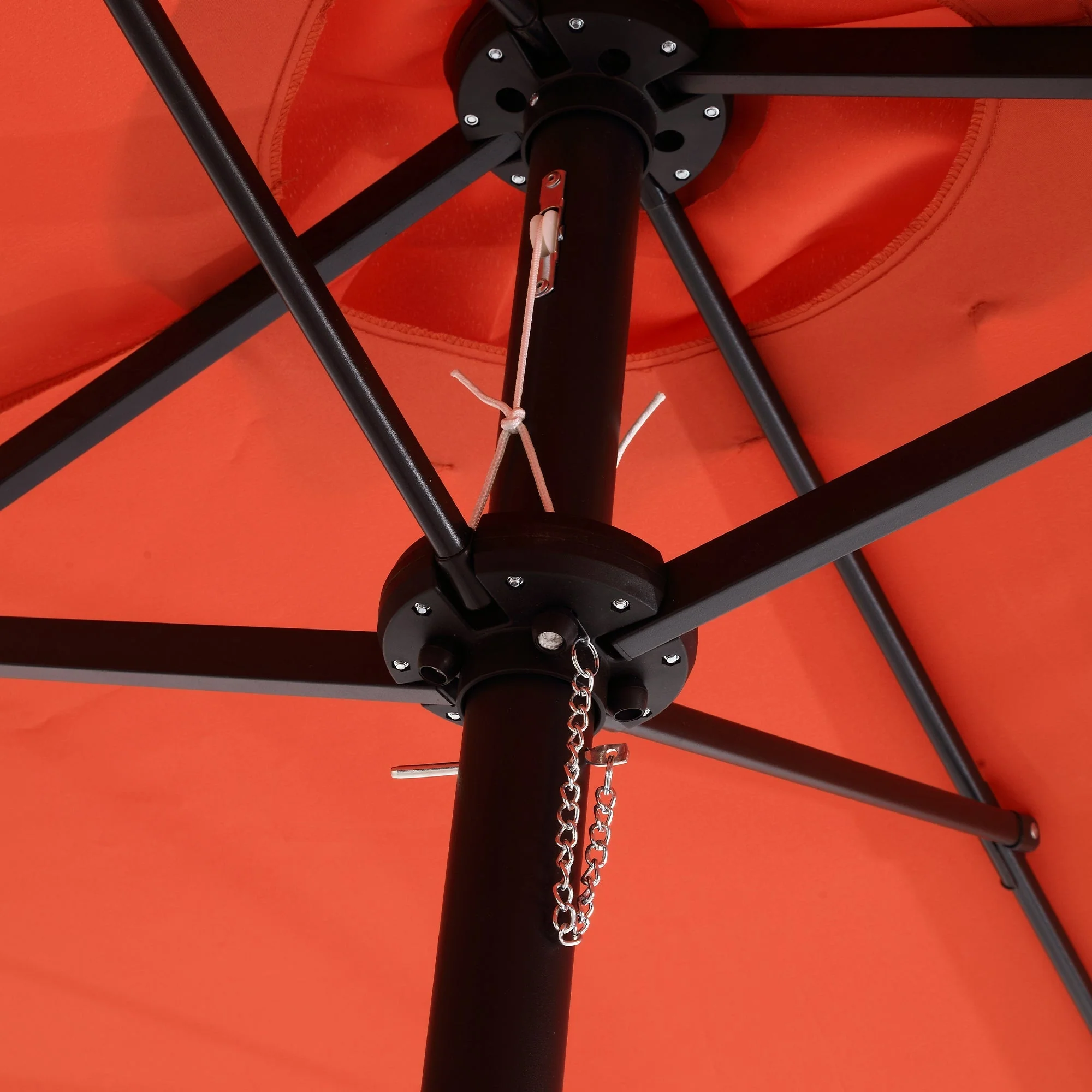 14.8 Ft Double-Sided Outdoor Umbrella Rectangular Large with Crank (Orange) - Image 9