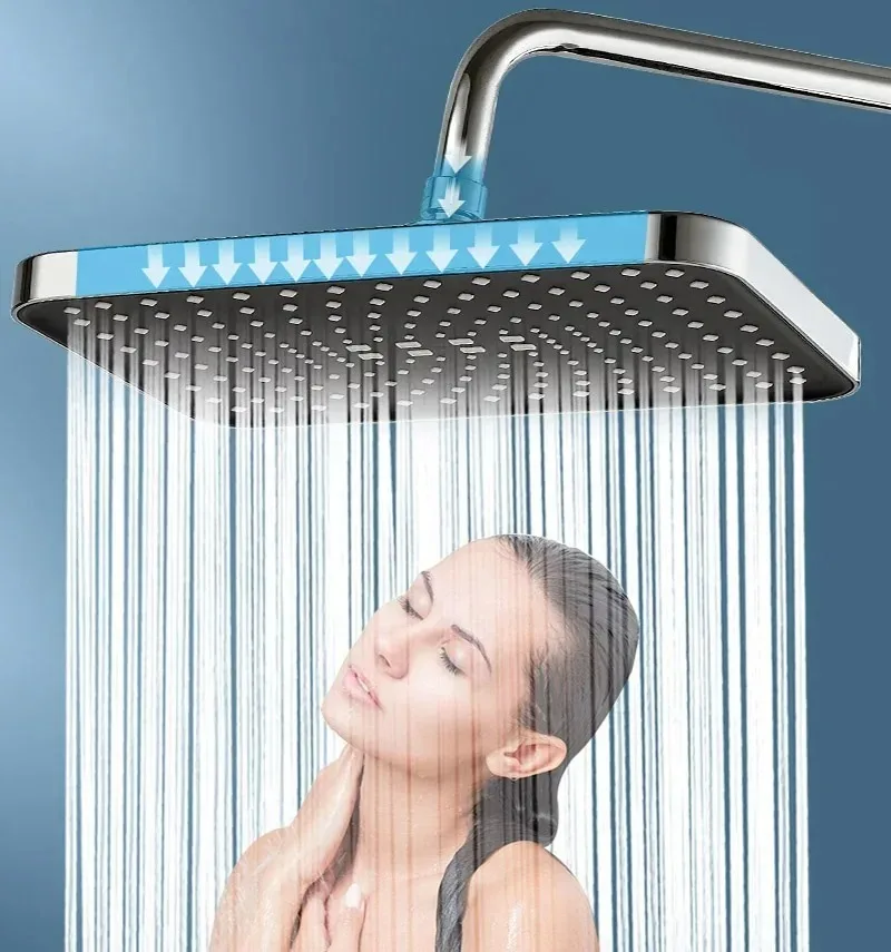 14" High Pressure Rain Shower Head Top Spray 360° Swivel Water Saving Flow - Image 2