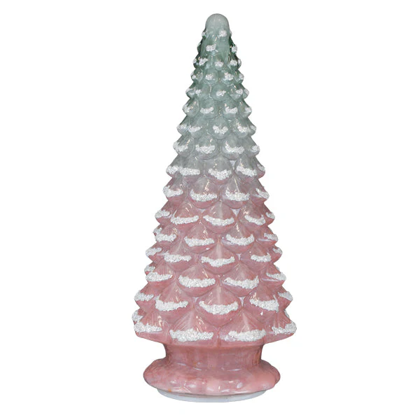 14" Lit Pink Glass Tabletop Tree - Image 2