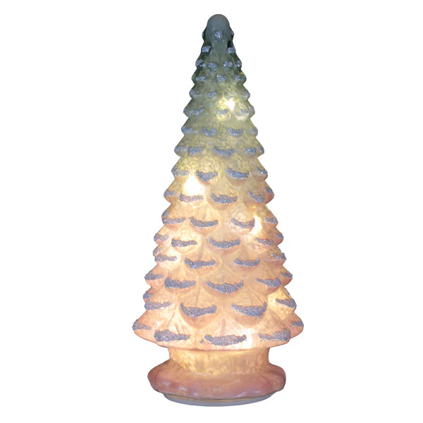14" Lit Pink Glass Tabletop Tree - Image 3