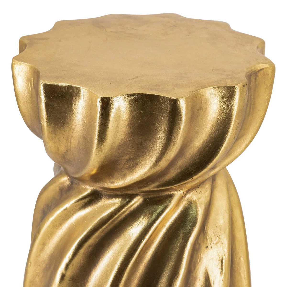 14x14x18.7' Gold Magnesium Accent Stool with Sculptural Swirl Design - Image 3