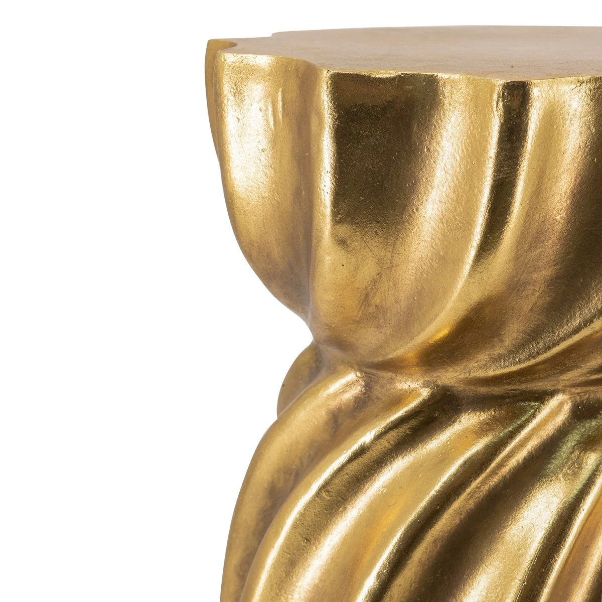 14x14x18.7' Gold Magnesium Accent Stool with Sculptural Swirl Design - Image 4