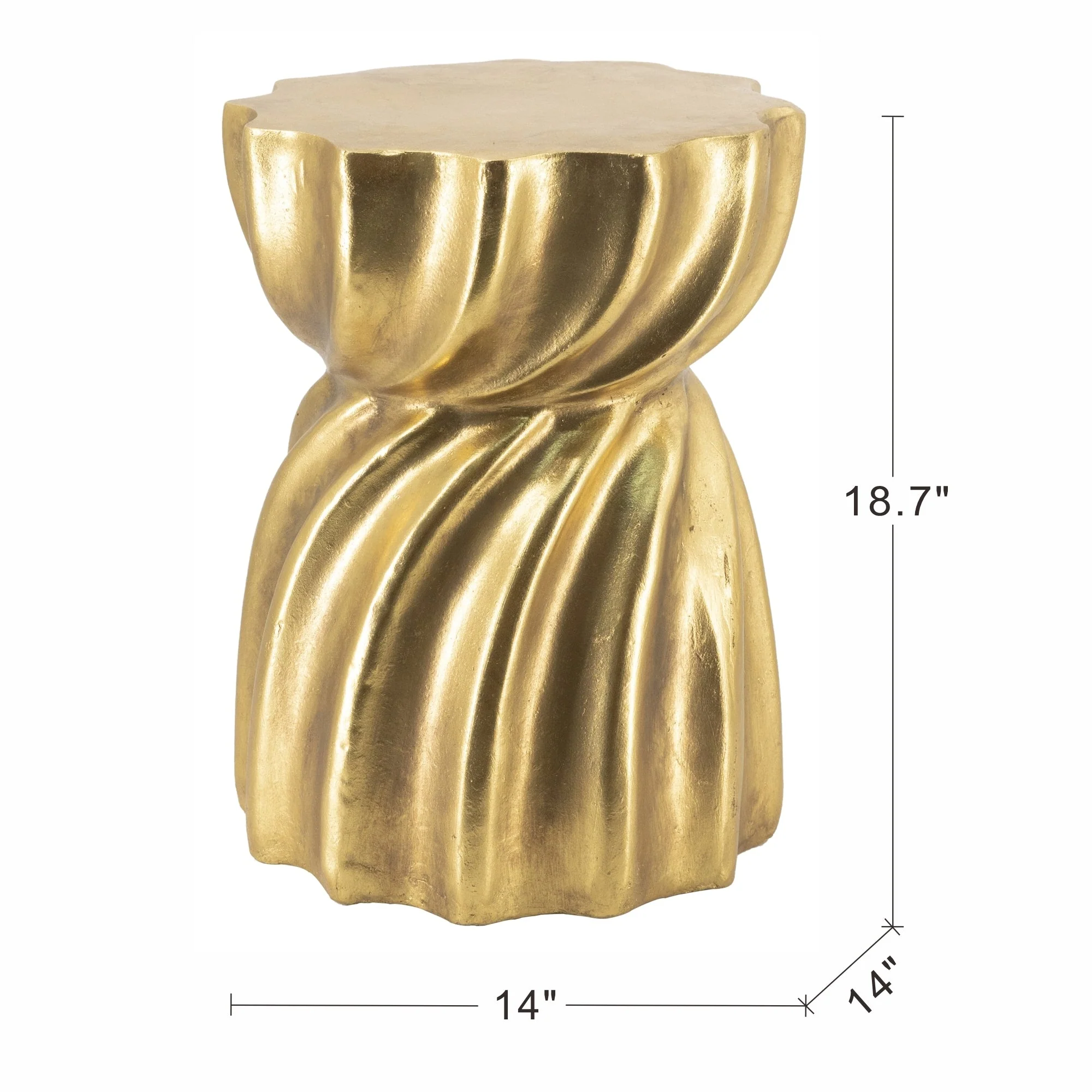 14x14x18.7' Gold Magnesium Accent Stool with Sculptural Swirl Design - Image 8