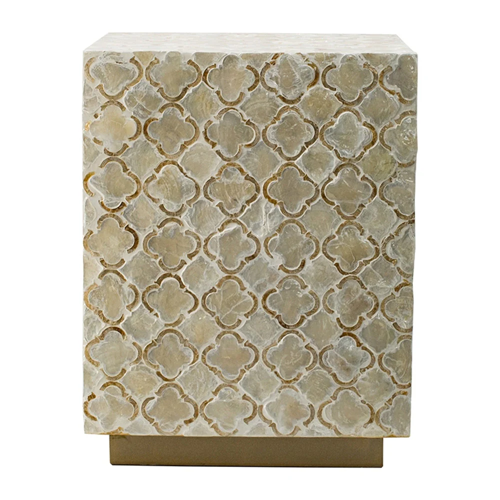 14x14x18' Square Capiz Stool, Cream - Image 6