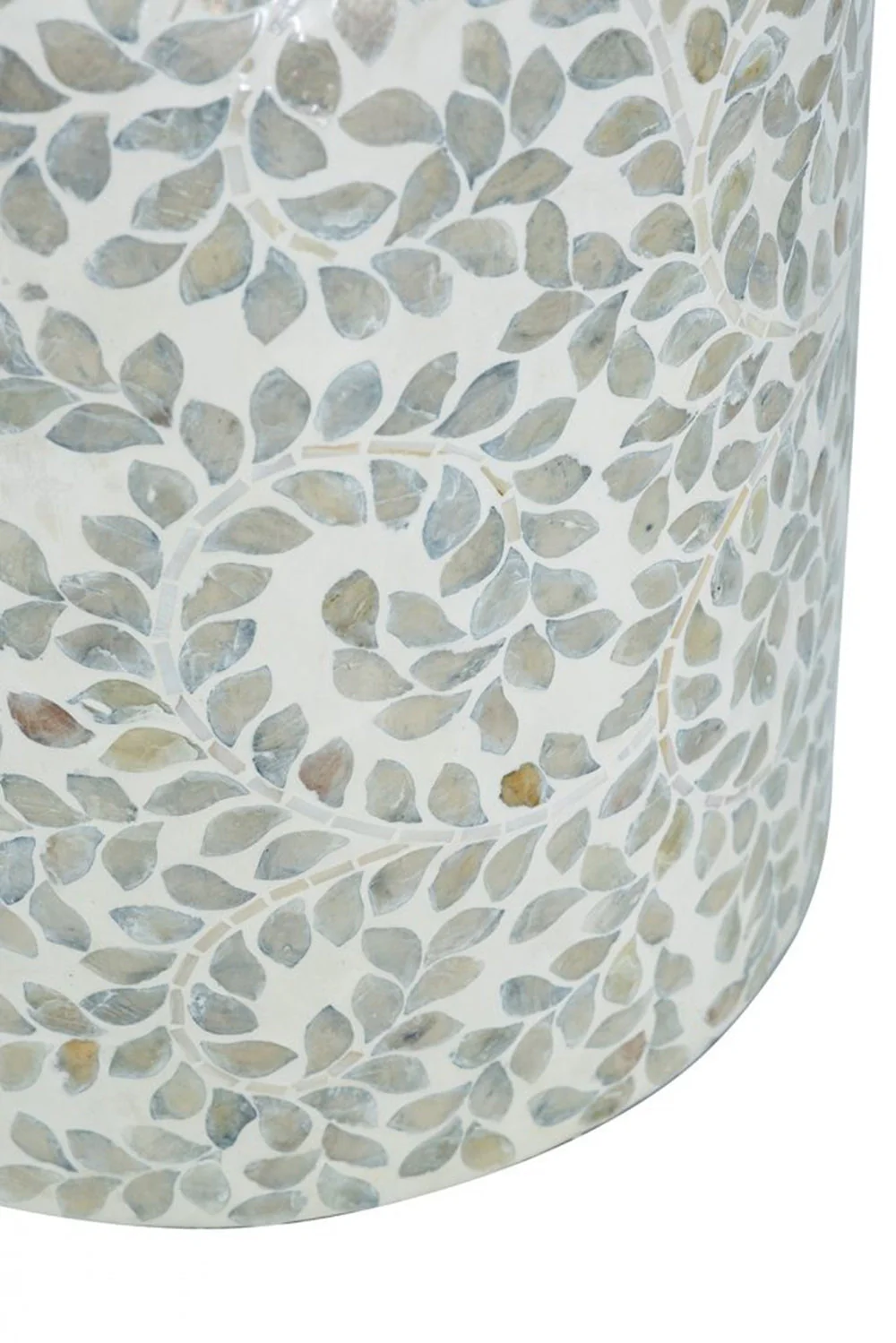 14x14x20 Round Bamboo Accent Table with White Capiz Shell Design - Image 4