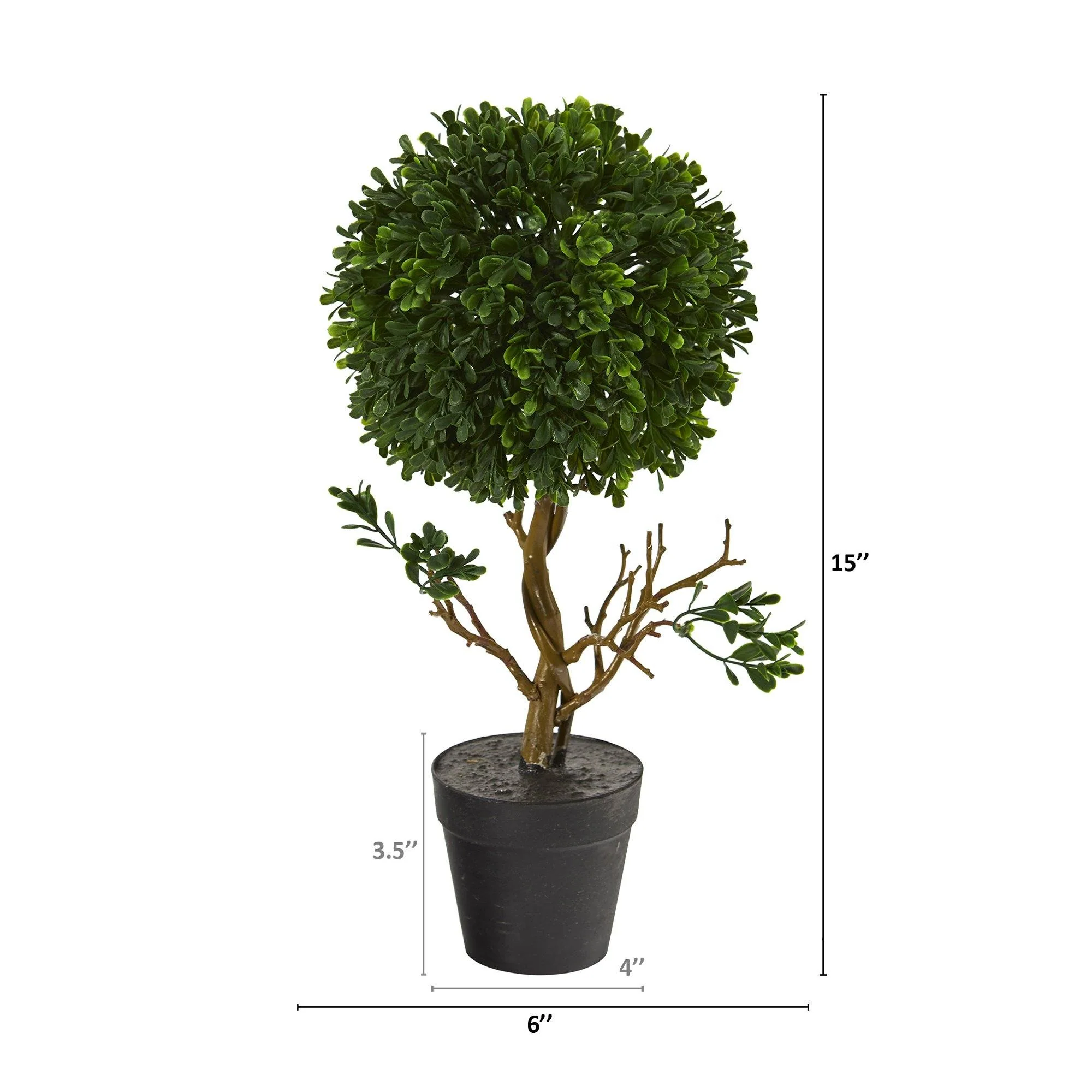 15” Boxwood Topiary Artificial Tree UV Resistant (Indoor/Outdoor) - Image 2