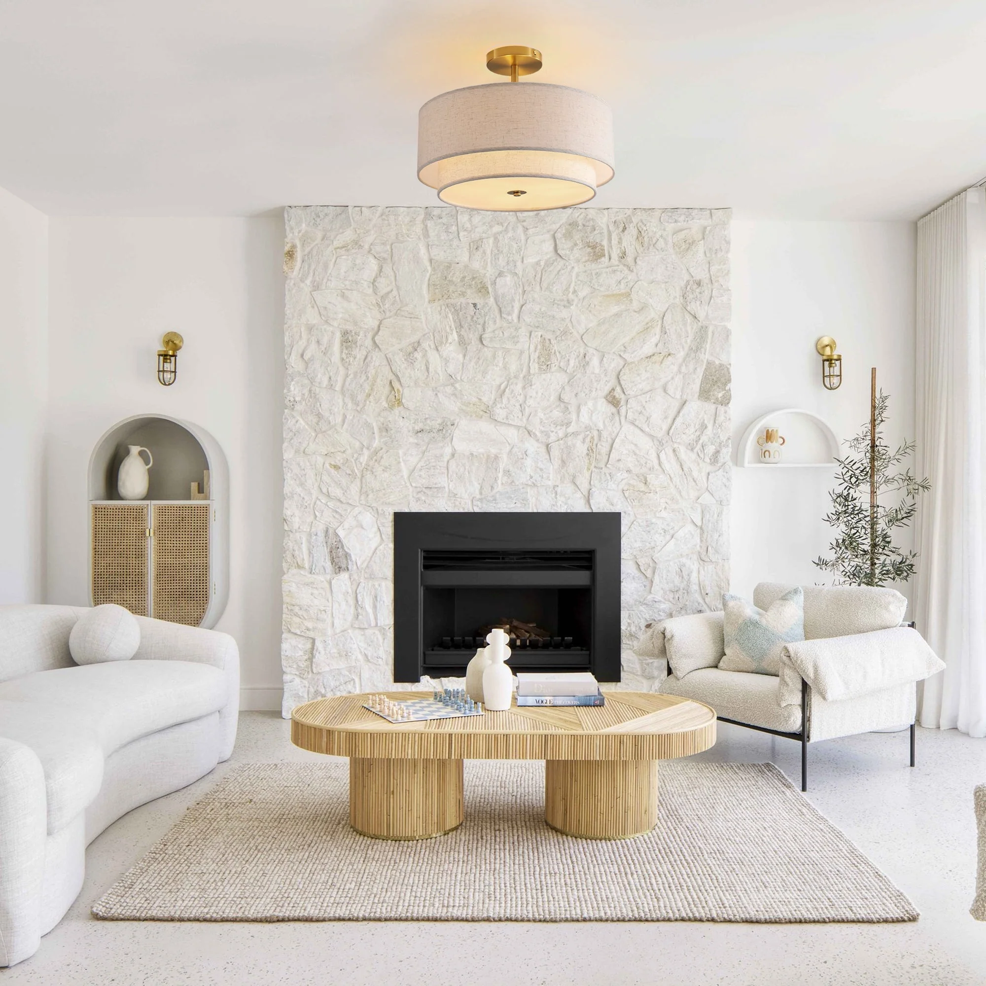 15' Modern Ceiling Light Fabric Upholstered - Image 2