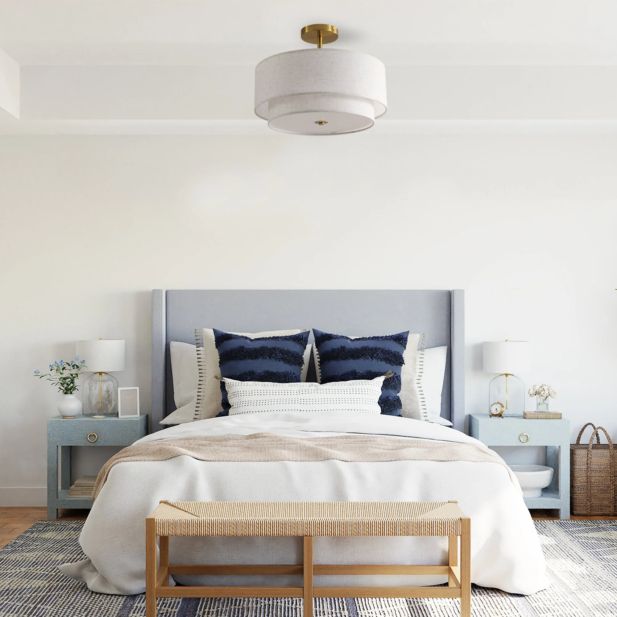 15' Modern Ceiling Light Fabric Upholstered - Image 5