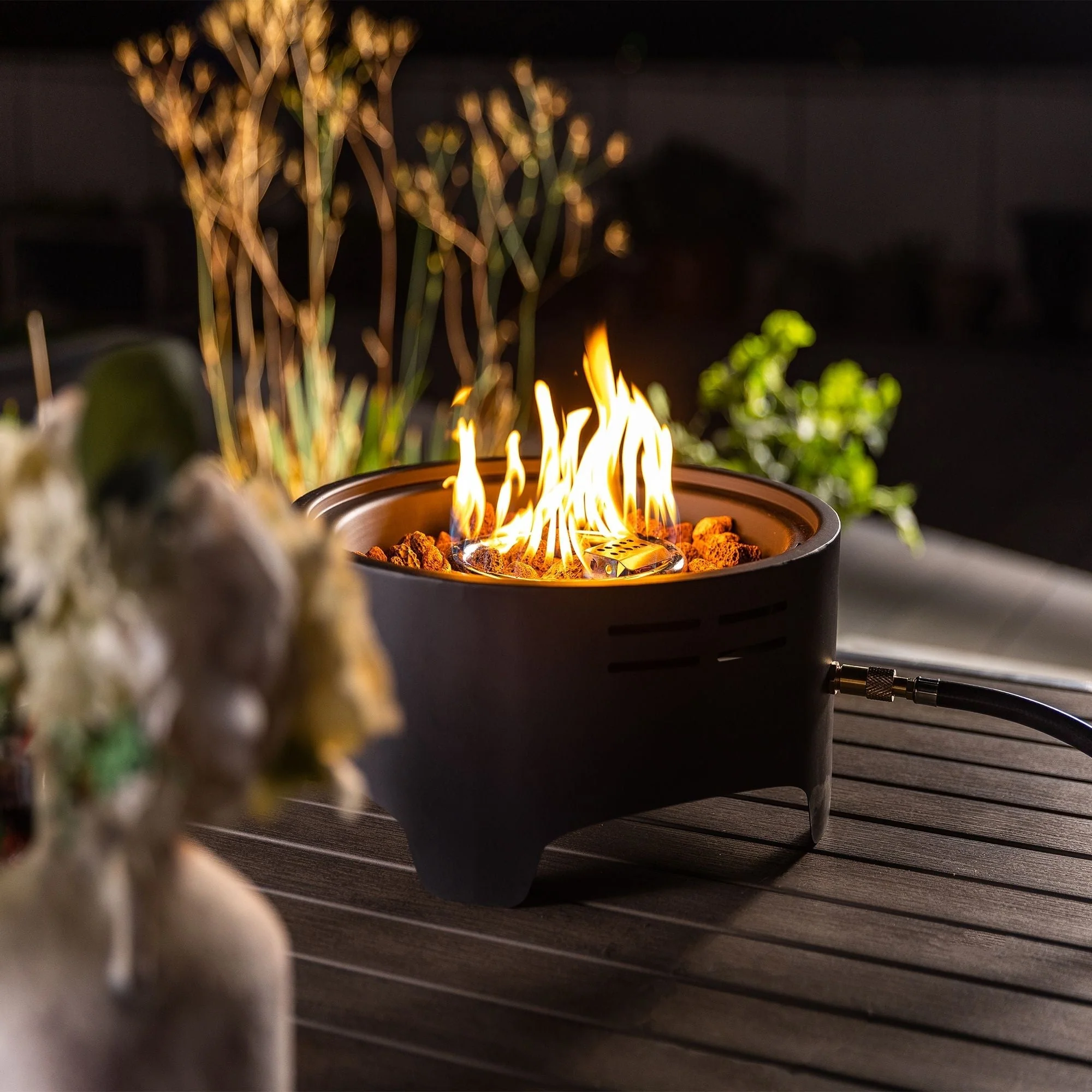 15" Propane Tabletop Gas Fire Pit, 40000 Btu Round Steel - Black - Image 3