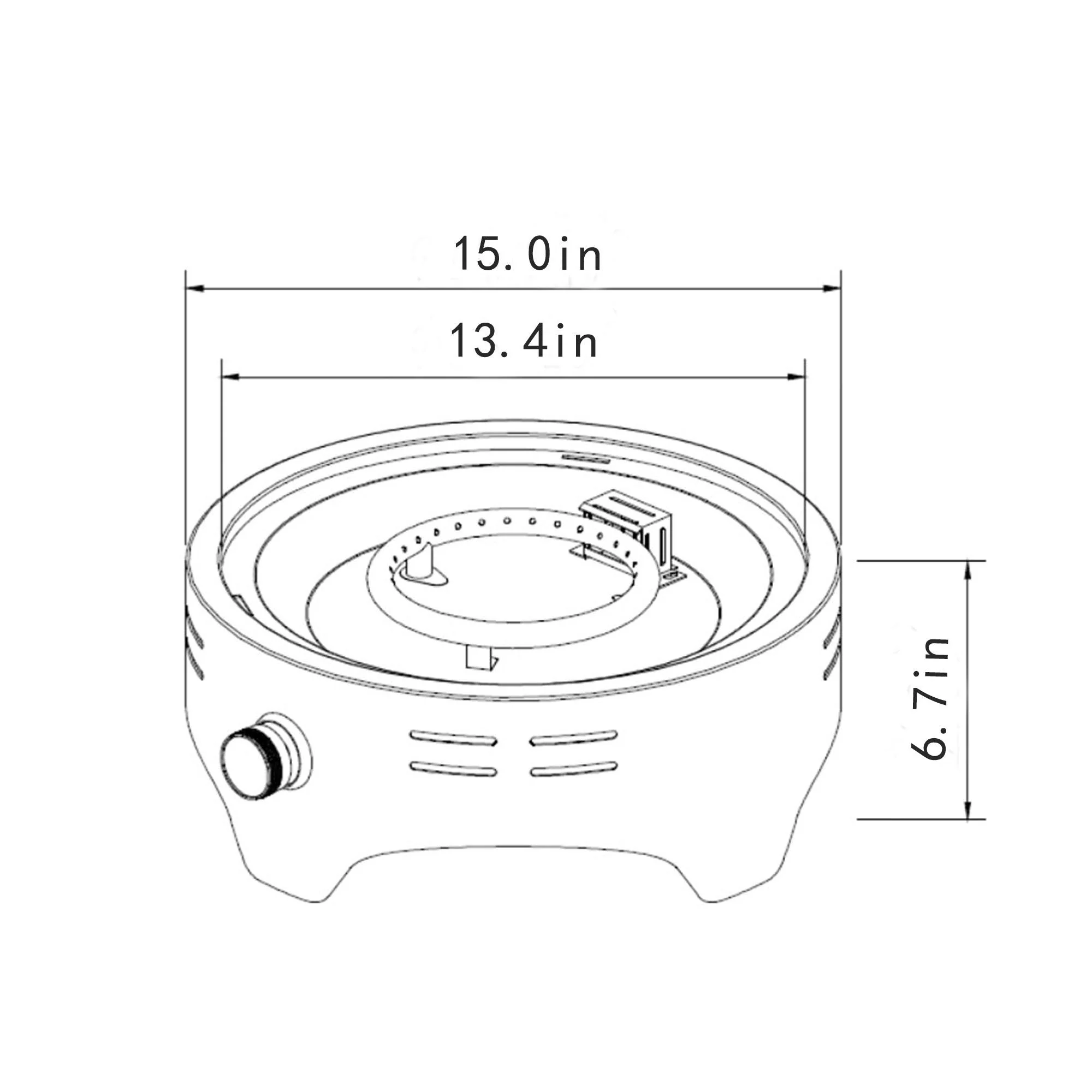 15" Propane Tabletop Gas Fire Pit, 40000 Btu Round Steel - Black - Image 4