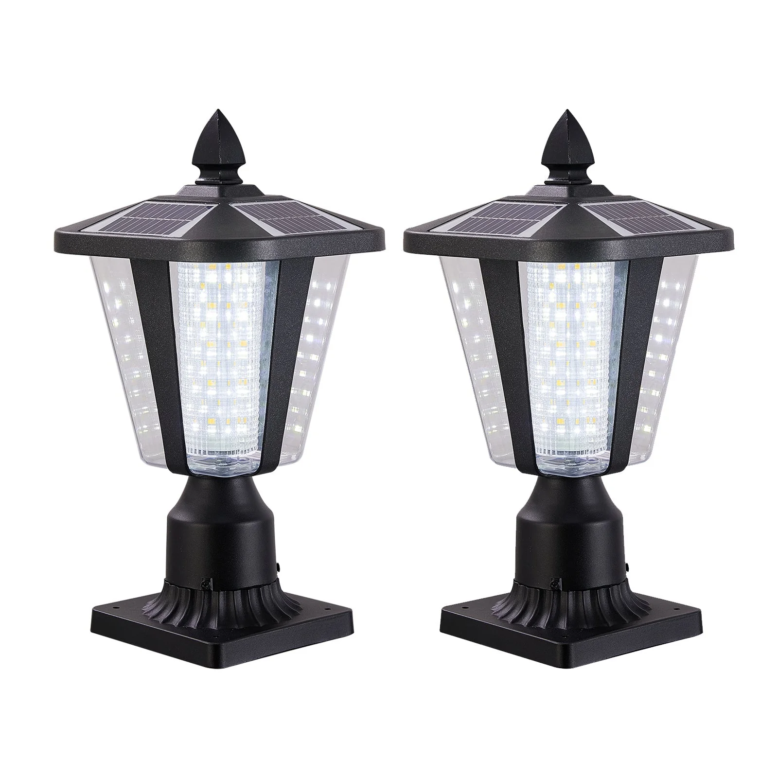15' Solar Powered Outdoor Lantern, Modern Garden Light with LED (2-Pack) - Image 10