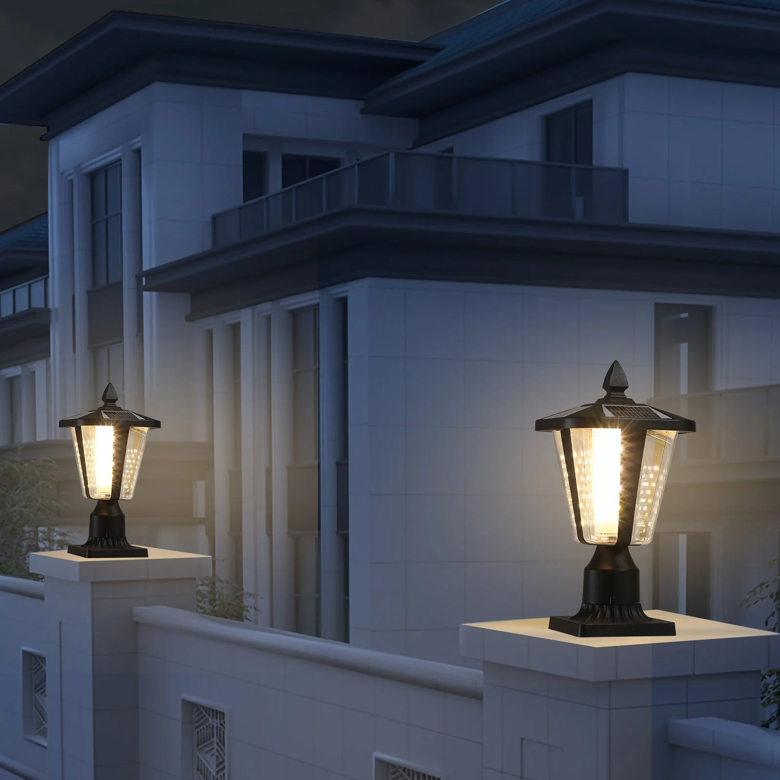 15' Solar Powered Outdoor Lantern, Modern Garden Light with LED (2-Pack) - Image 2